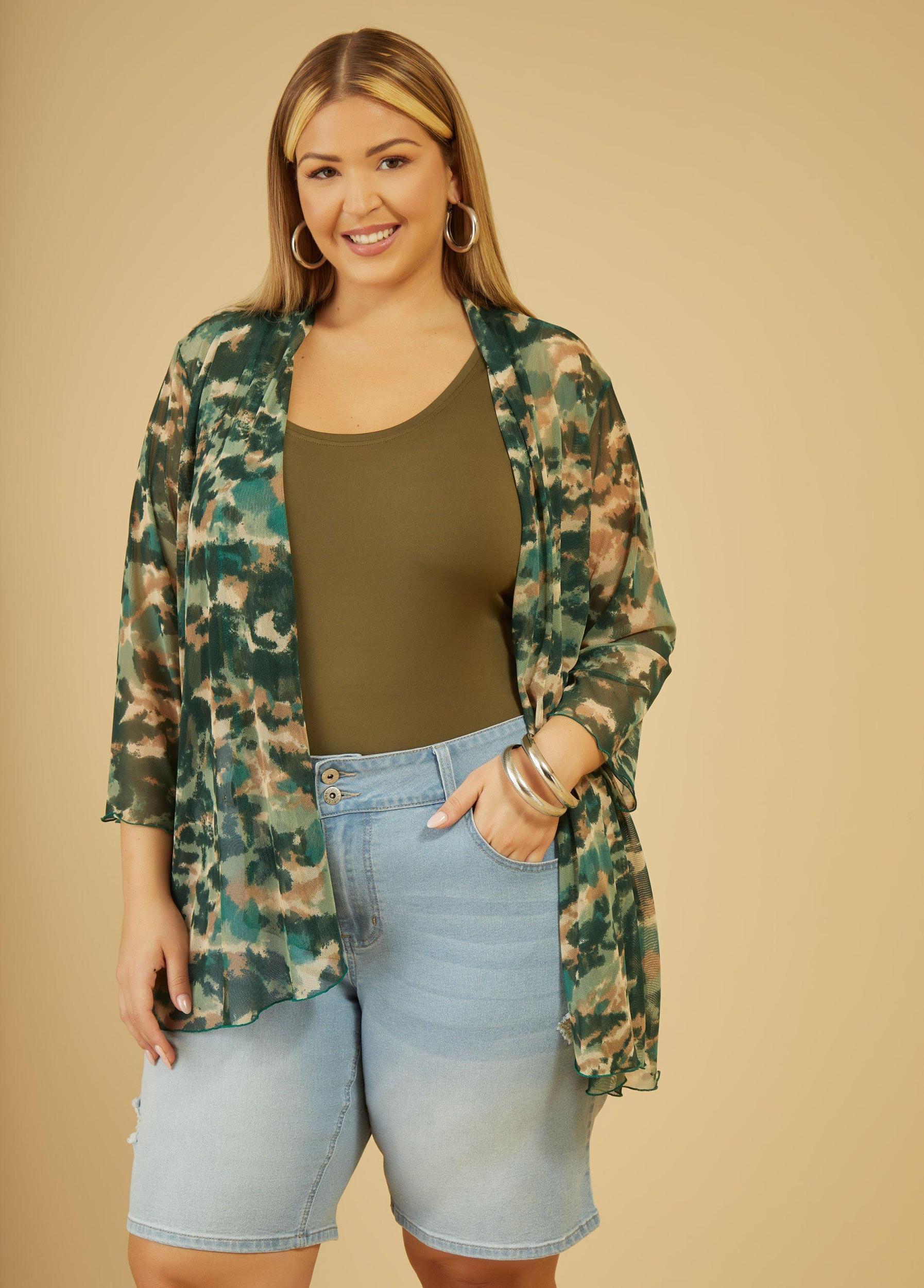 Camo Open Front Mesh Duster Product Image