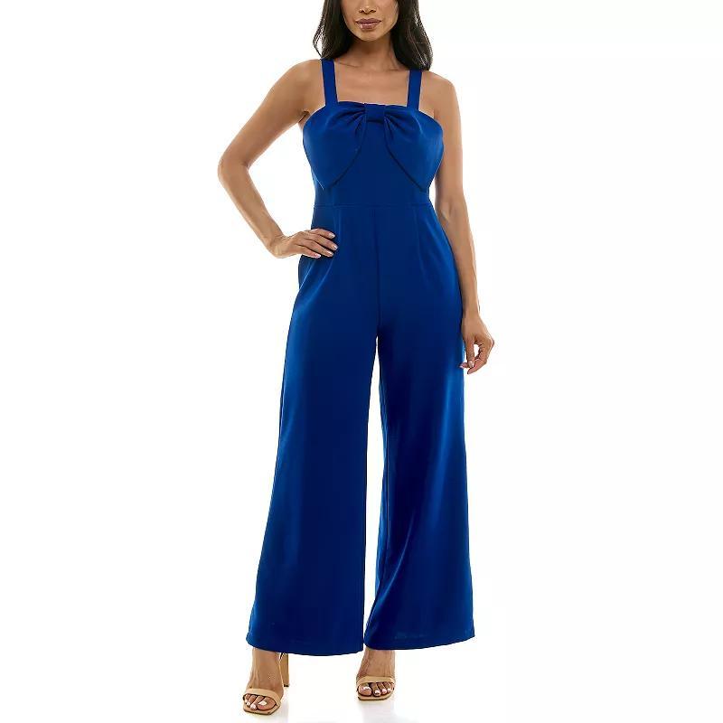 Women's Nina Leonard Large Bow Jumpsuit, Size: Small, Black Product Image