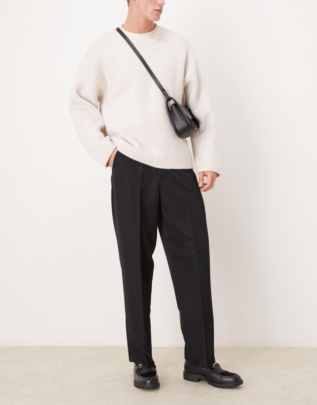 ASOS DESIGN smart wide leg pants in black Product Image
