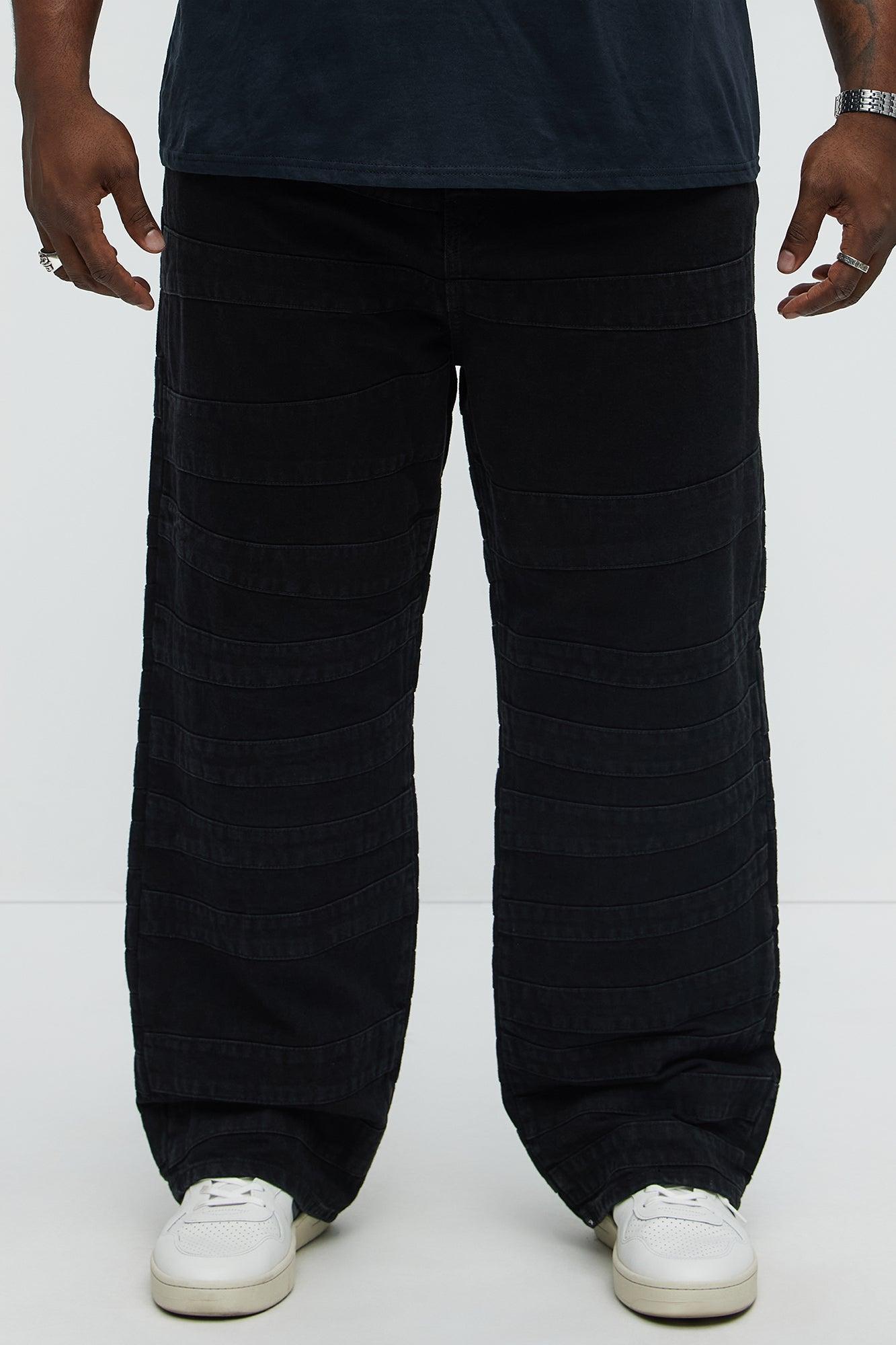Baggy Layered Paneled Jeans - Black Product Image