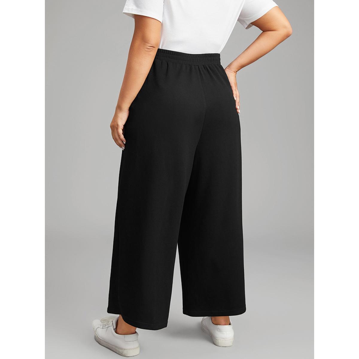 Supersoft Essentials Crossover Paperbag Waist Sweatpants Black Plus Size Women Casual Dailywear Plain 14-16/1X Bloomchic Product Image