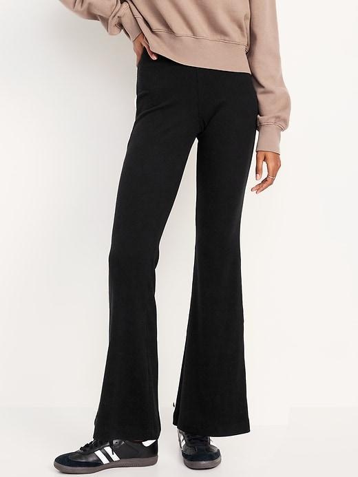 High-Waisted Cozy Ribbed Flare Leggings Product Image