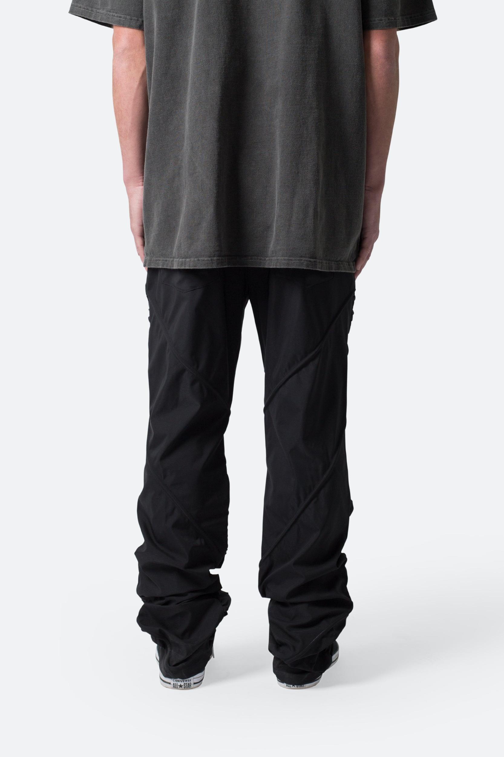 Ruched Stacked Drawcord Pants - Black Product Image