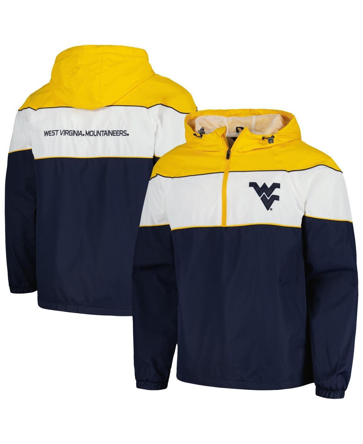 Men's G-III Sports by Carl Banks Navy West Virginia Mountaineers Center Line Half-Zip Raglan Hoodie Jacket, Size: Large, Blue Product Image