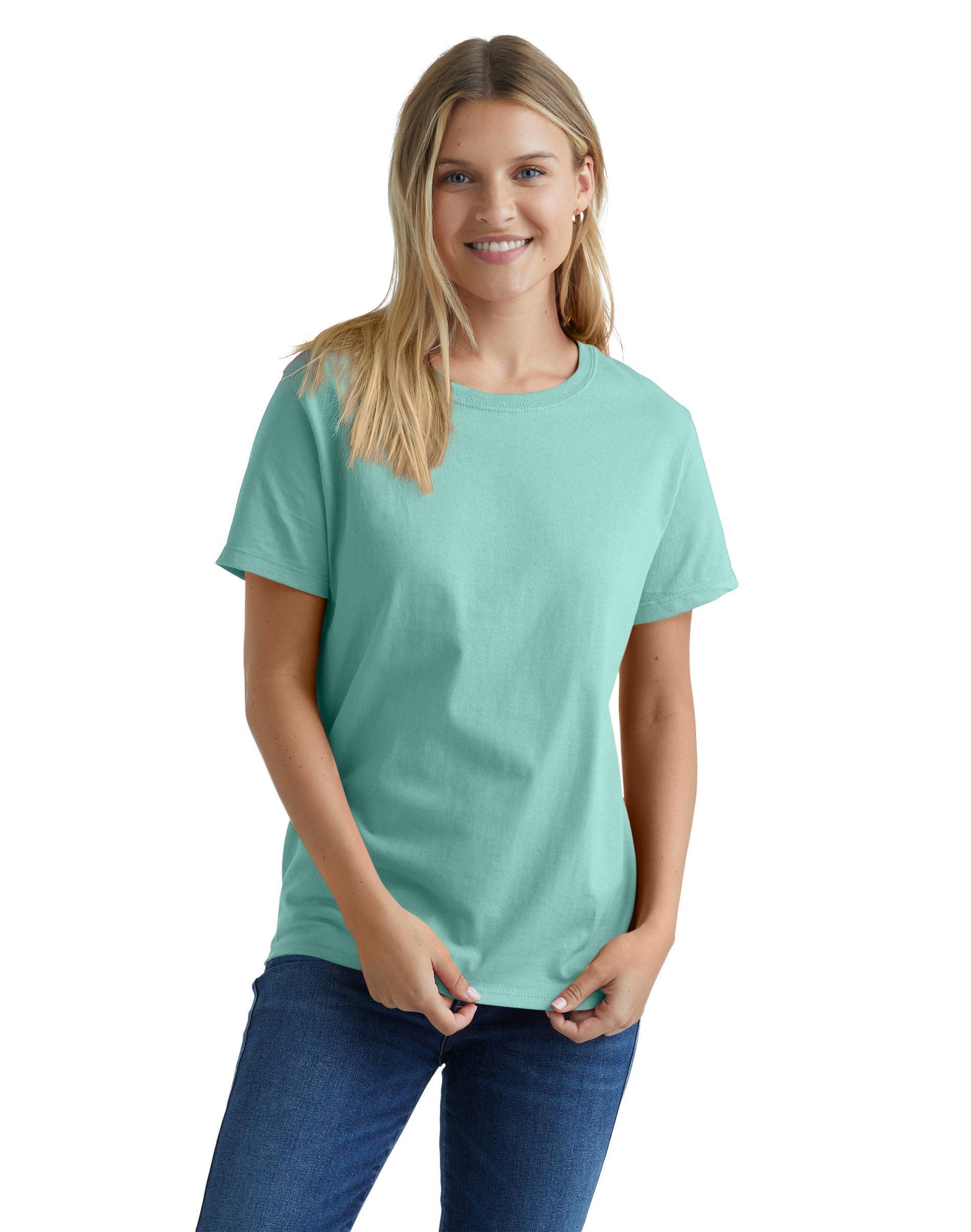Hanes Essentials Womens Cotton Round Neck T-Shirt Black M Product Image