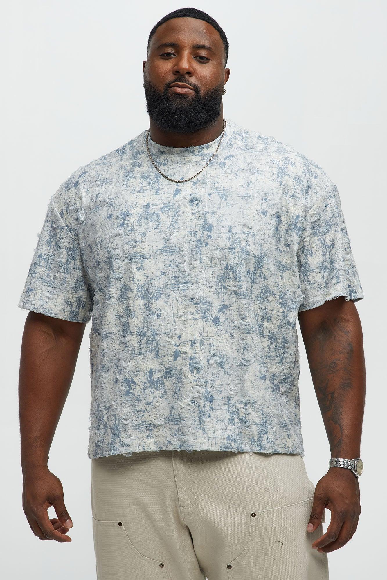 Distressed Relaxed Short Sleeve Tee Shirt - Cream Product Image