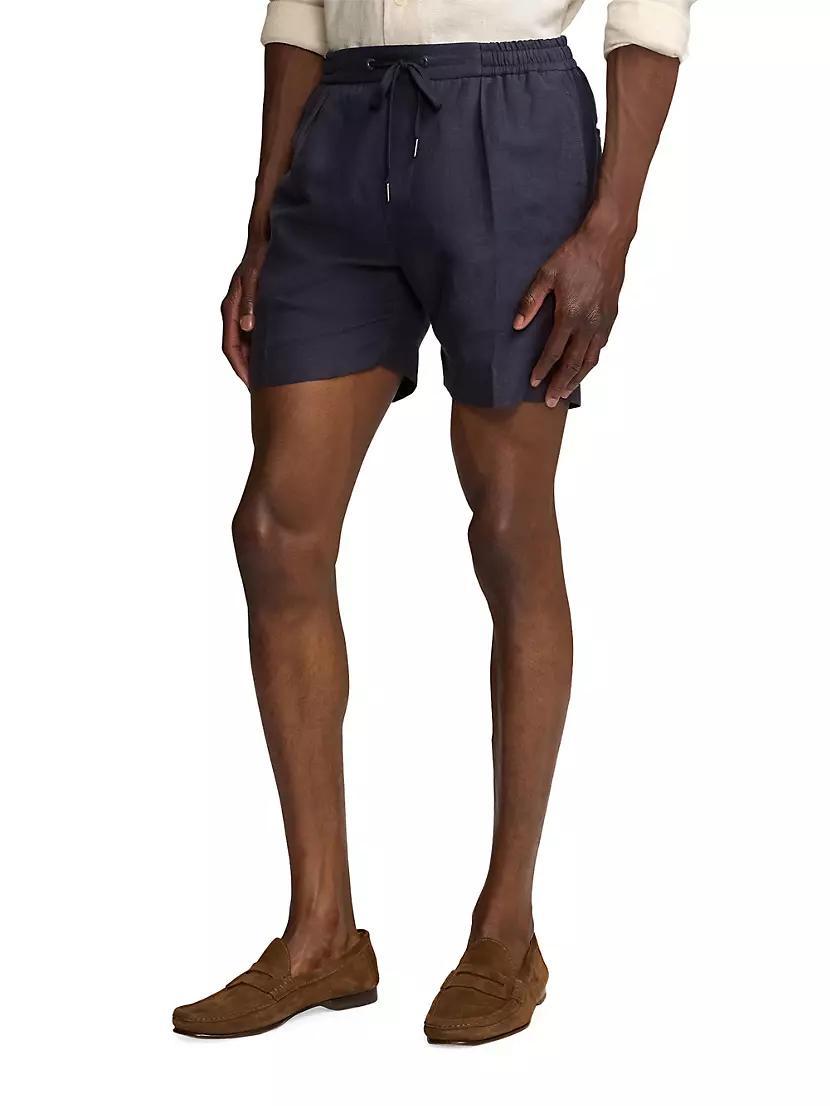 Silk & Linen-Blend Drawstring Shorts Product Image