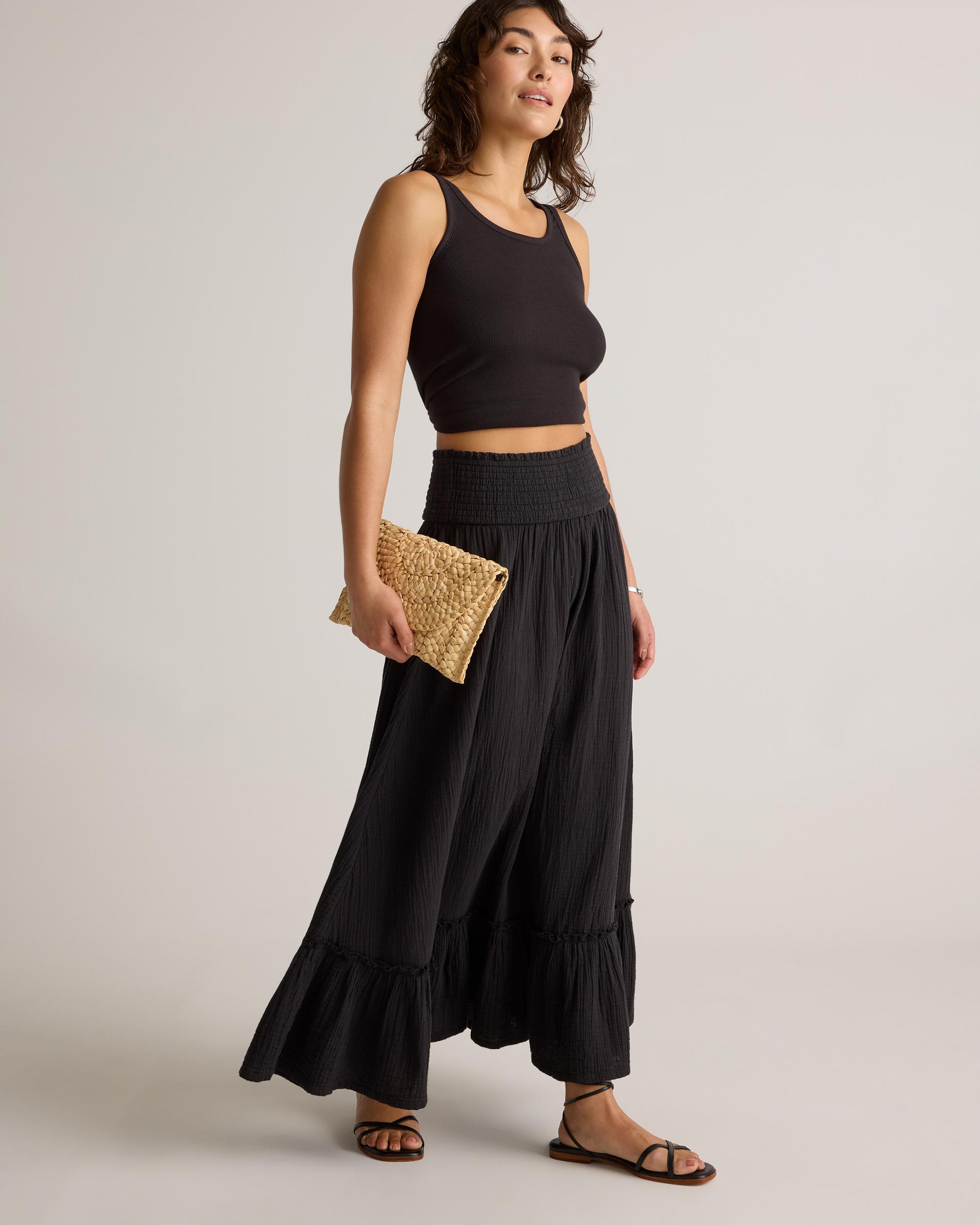 Quince | Women's Gauze Smocked Maxi Skirt Size XS, Organic Cotton Product Image