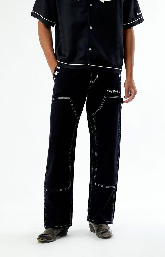 FORD Men's Embroidered Star Double Knee Carpenter Baggy Jeans Product Image