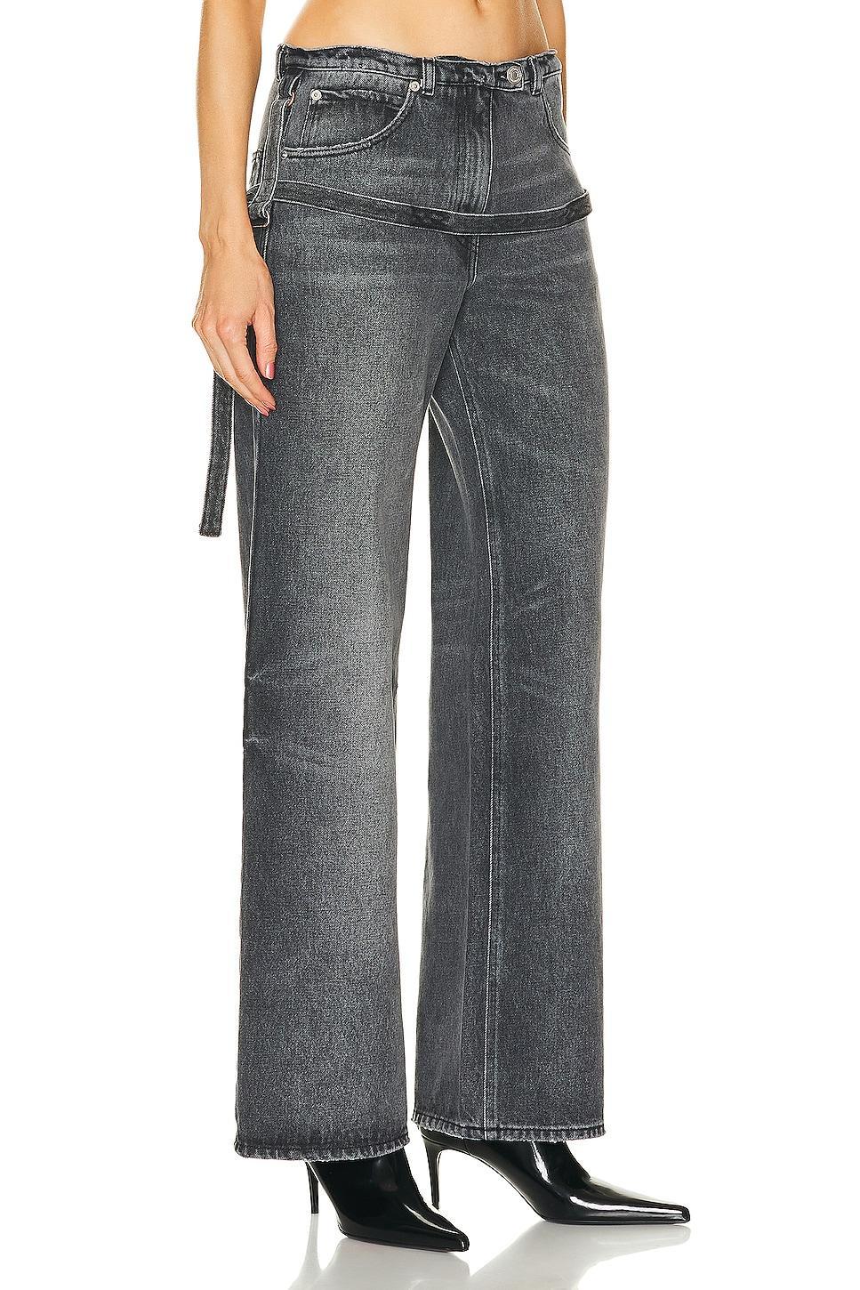Courreges One Strap Baggy Wide Leg in Stonewashed Grey - Grey. Size 42 (also in 34). Product Image