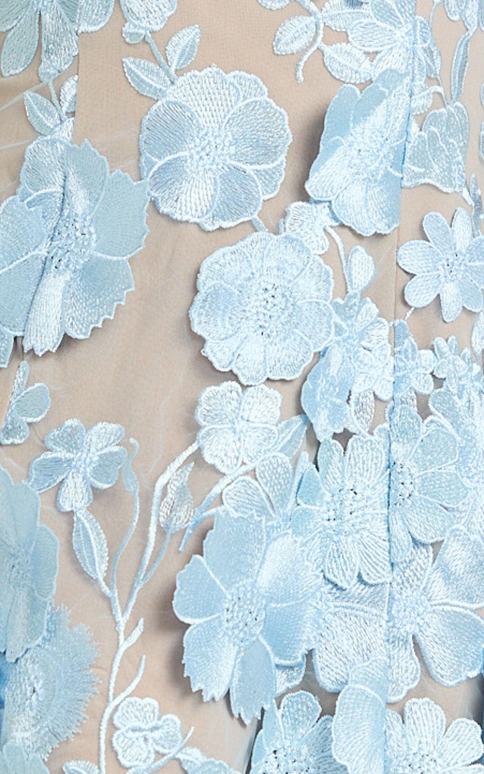 Sienna Mini Dress - 3D Floral Fit And Flare Dress in Blue Product Image