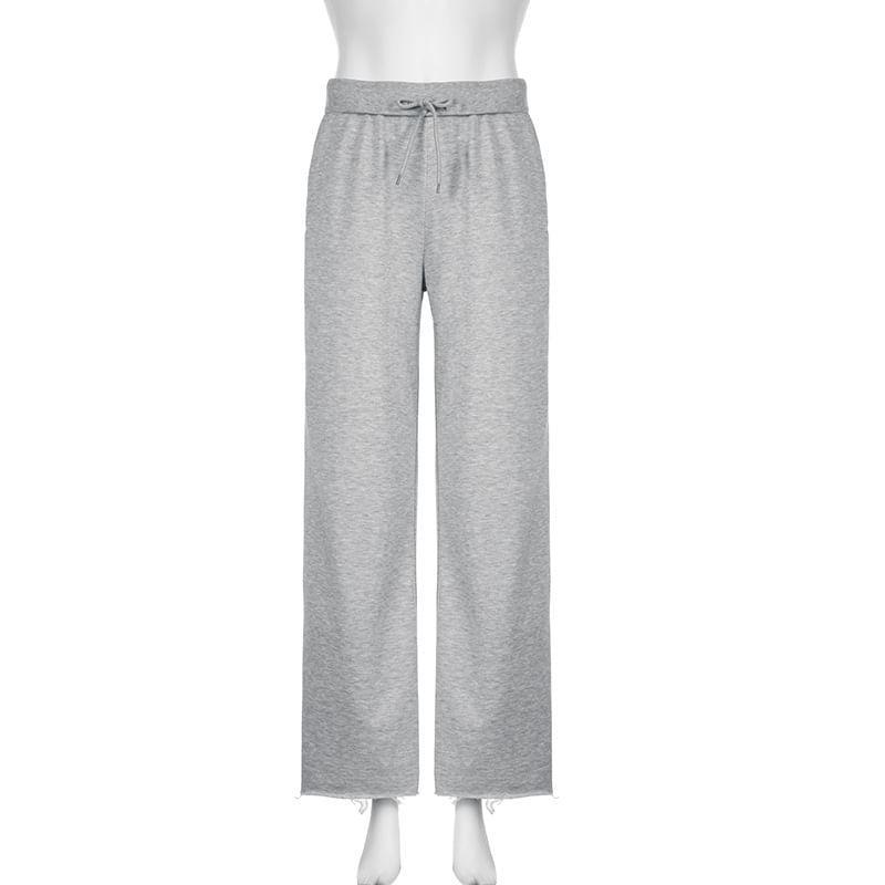 Drawstring Waist Melange Loose Fit Sweatpants Product Image