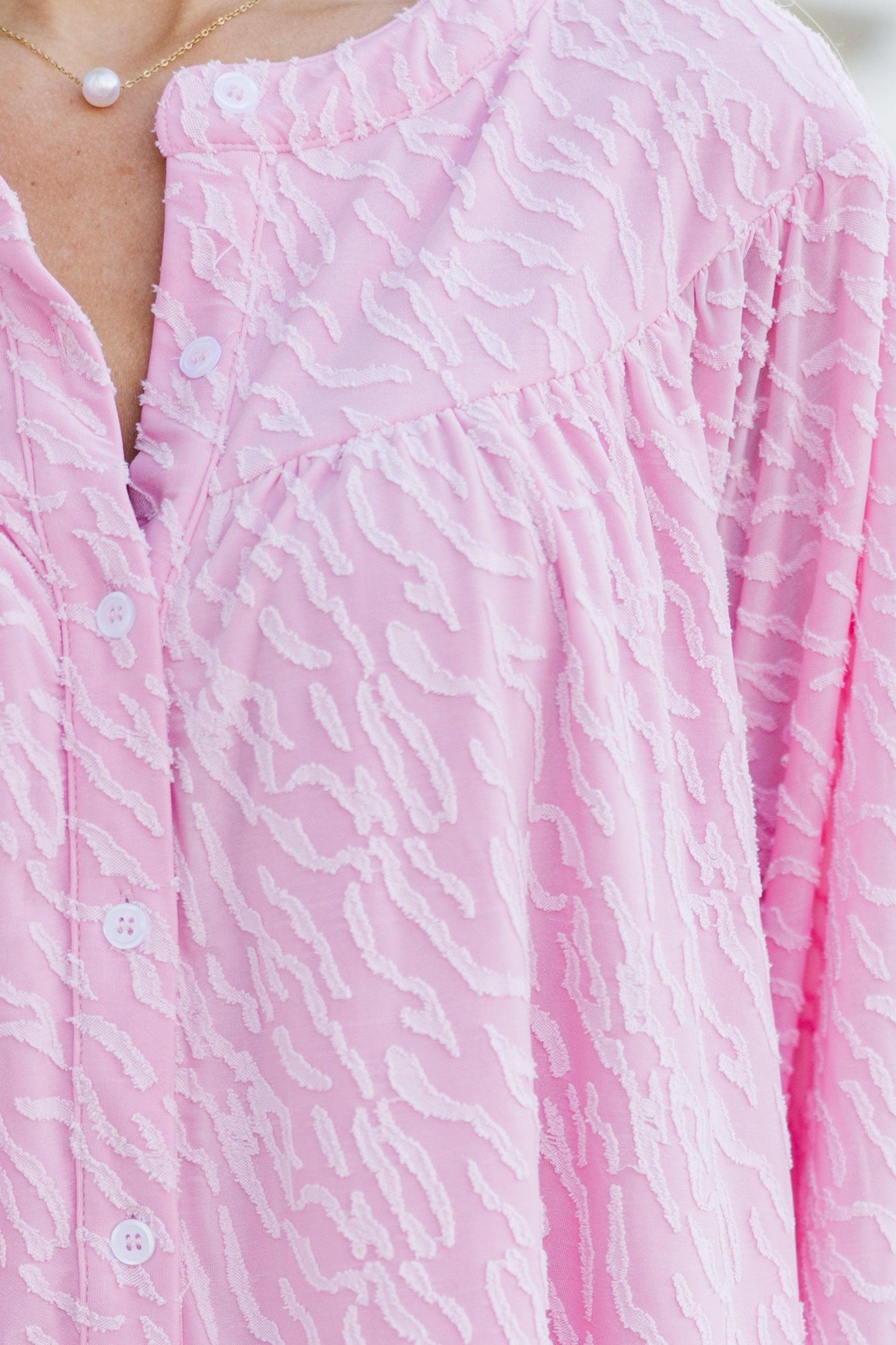 Can't Stop Dreaming Pink Textured Tunic Female Product Image