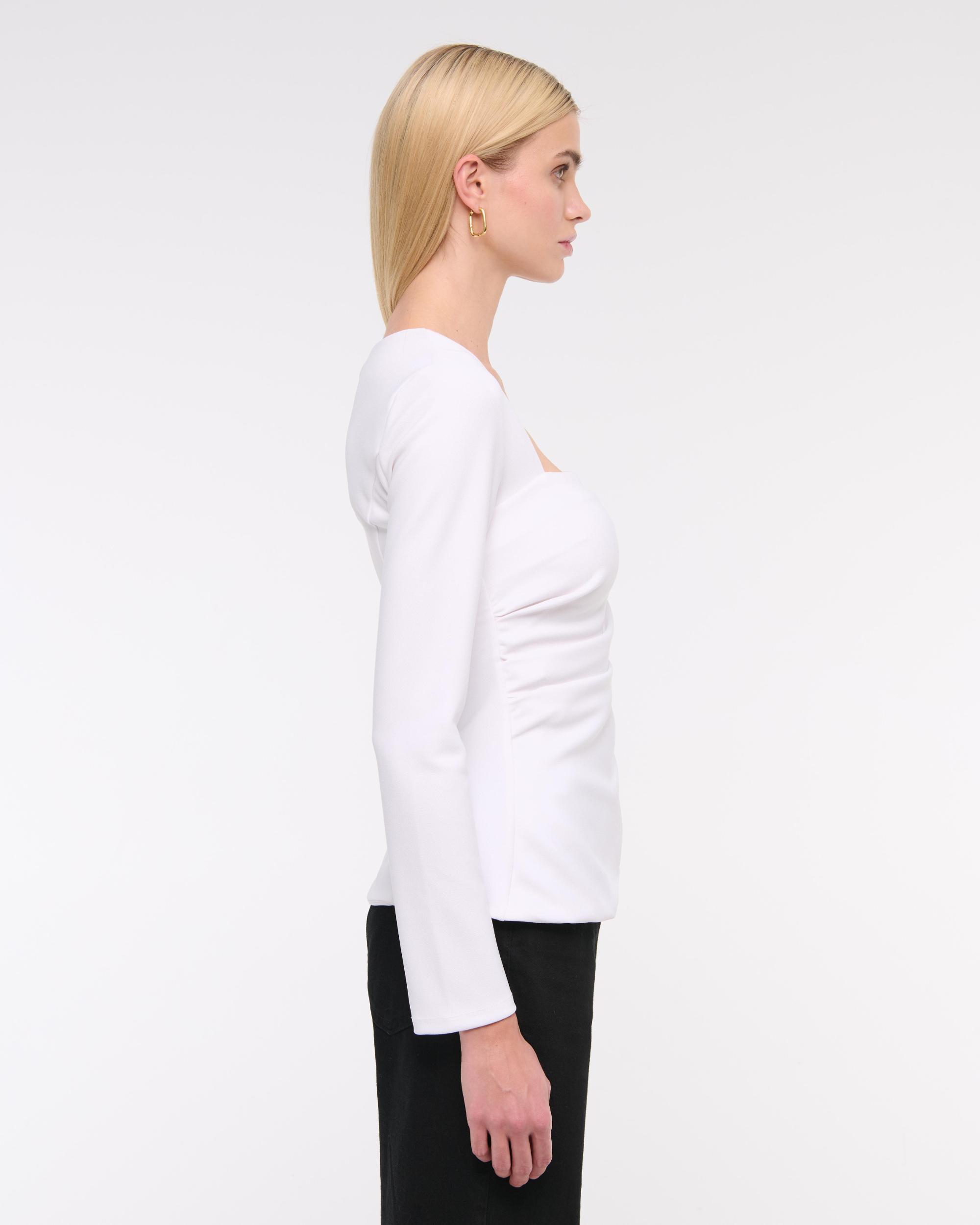 Long-Sleeve Stretch Crepe Portrait Top Product Image