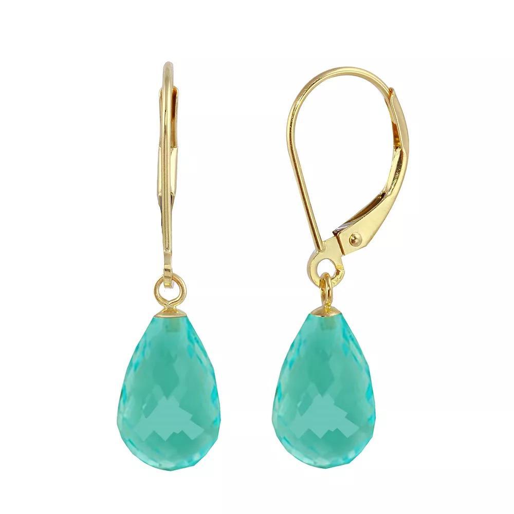 14k Gold Turquoise Briolette Drop Earrings, Women's Product Image