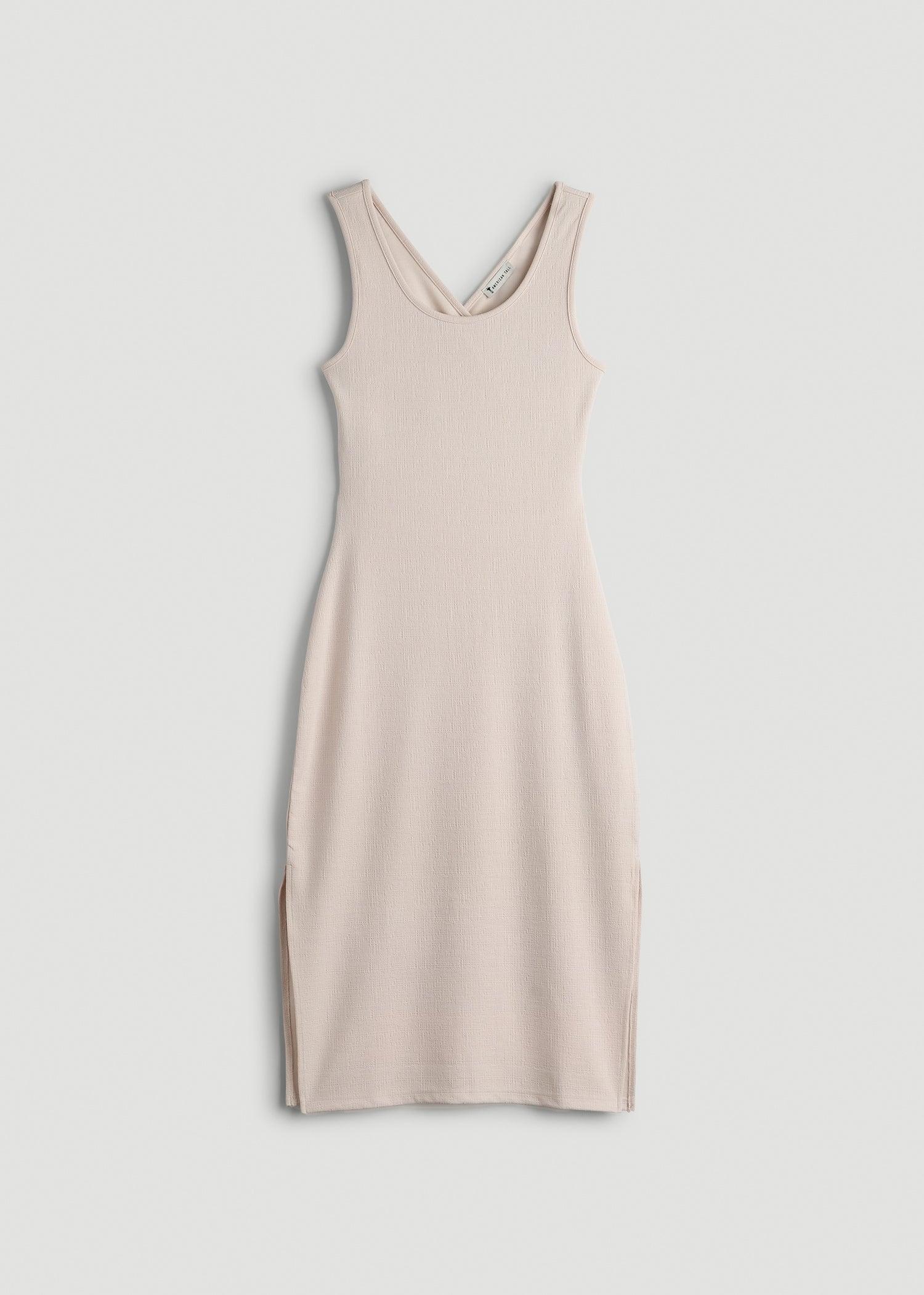 Midi Cross Back Sleeveless Dress for Tall Women in Shell Product Image