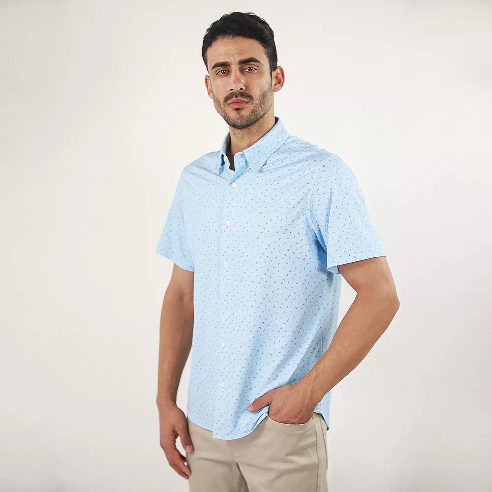 Men's JACHS NY Short Sleeve 4-Way Stretch Knit Performance Shirt, Size: Medium, Light Blue Product Image