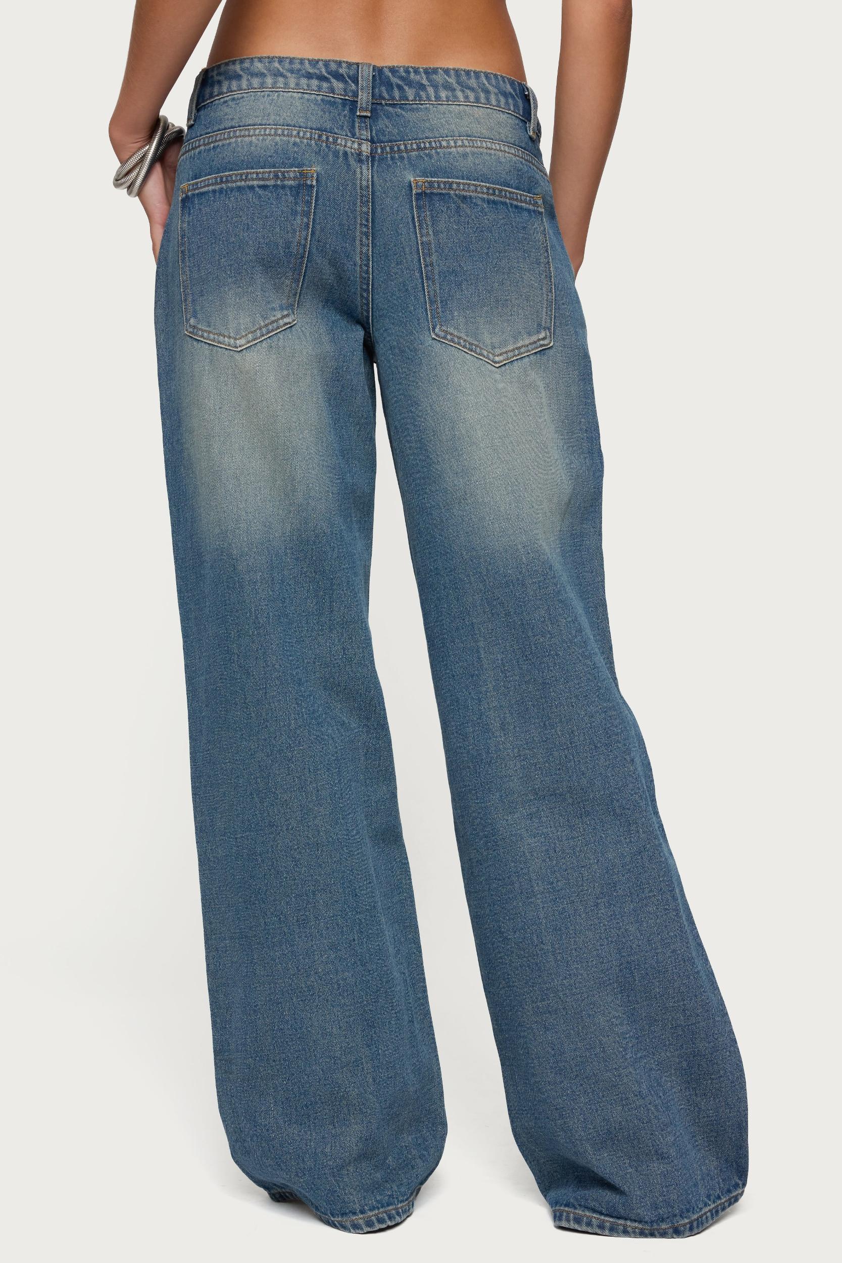 Ronny Curved Stitch Low Rise Jeans Product Image