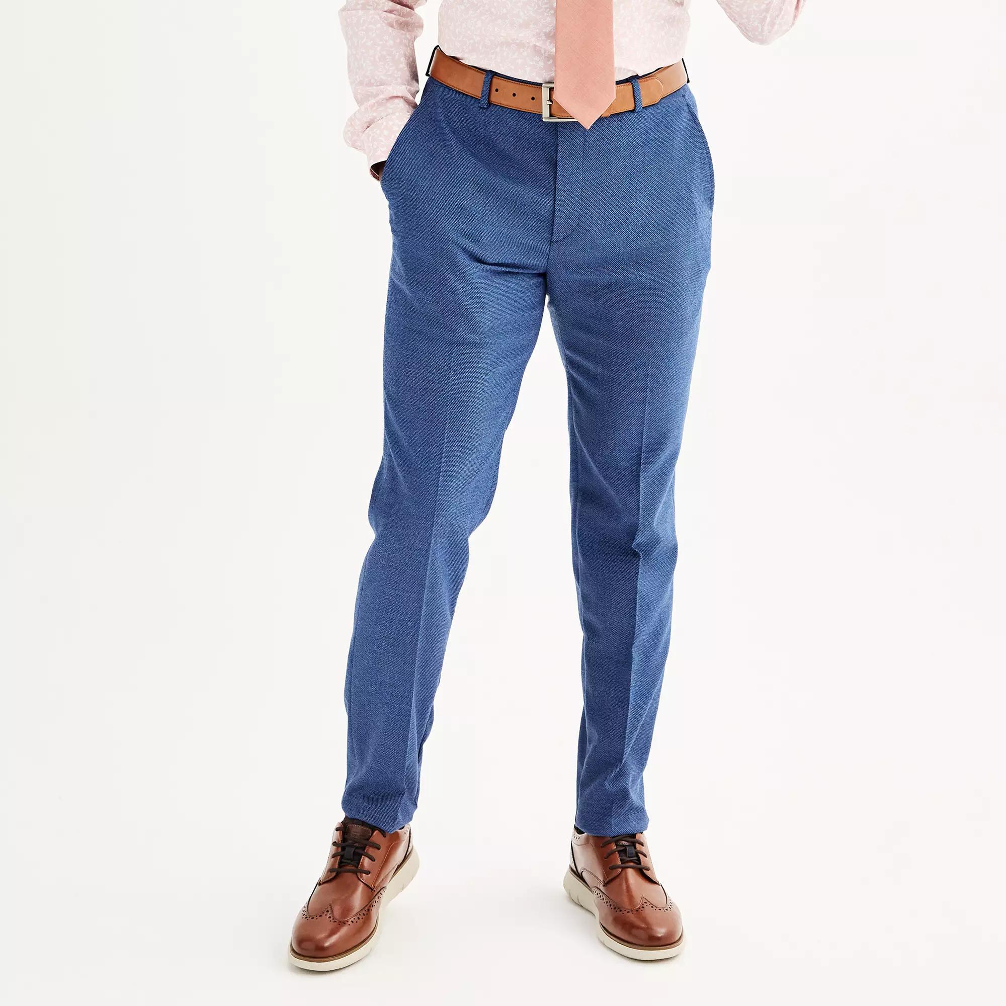 Men's Apt. 9® Premier Flex Performance Extra-Slim Washable Suit Pants, Size: 34 X 32, Blue Texture Product Image