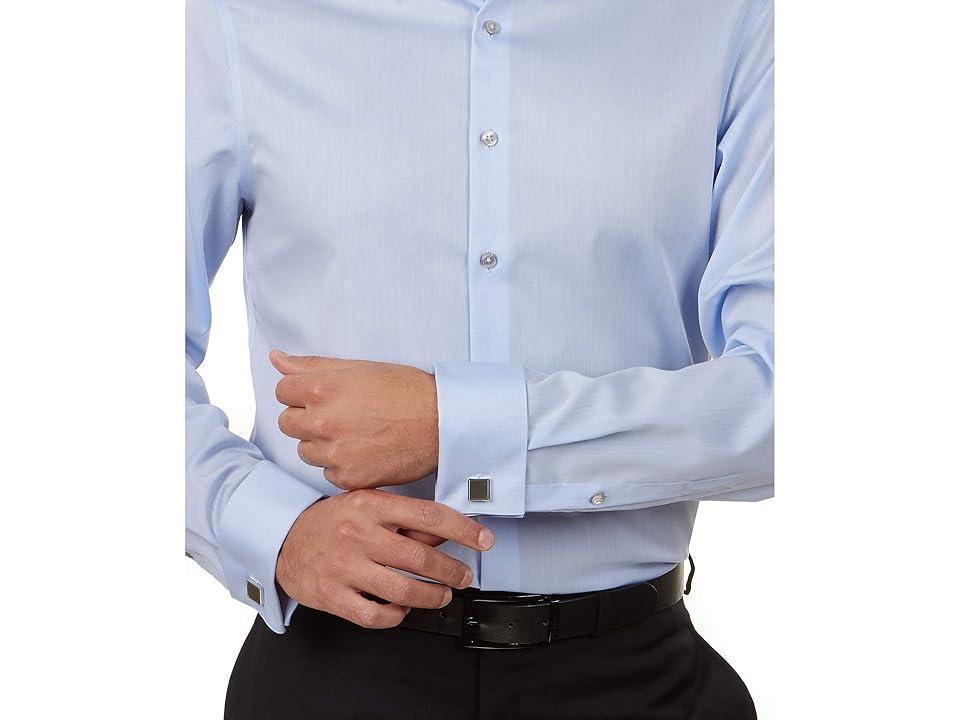Calvin Klein Men's Dress Shirt Slim Fit Non Iron Herringbone French Cuff Men's Long Sleeve Button Up Product Image
