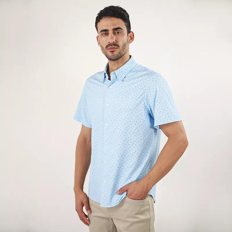 Men's JACHS NY Short Sleeve 4-Way Stretch Knit Performance Shirt, Size: Medium, Light Blue Product Image