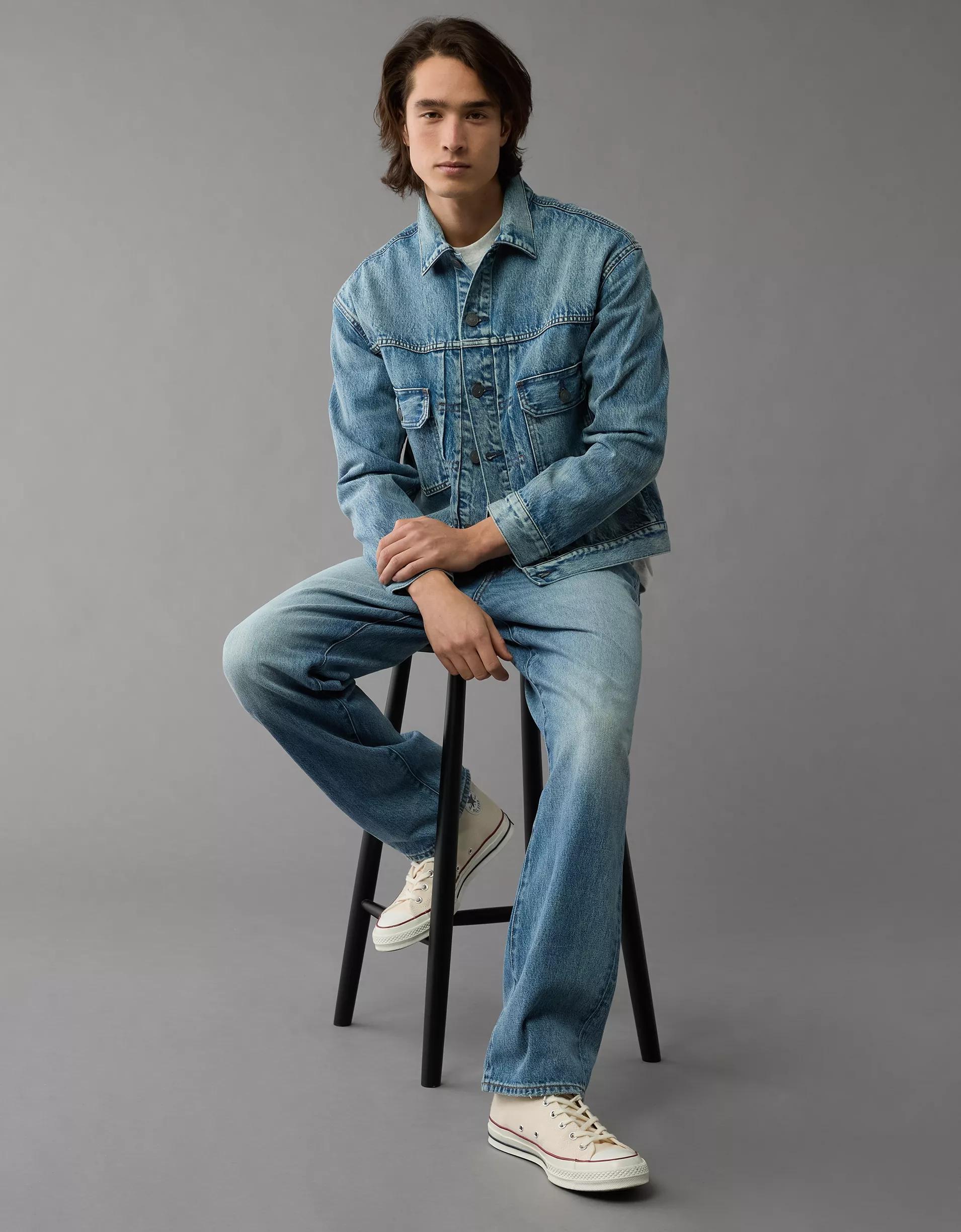 AE Boxy Denim Trucker Jacket Product Image