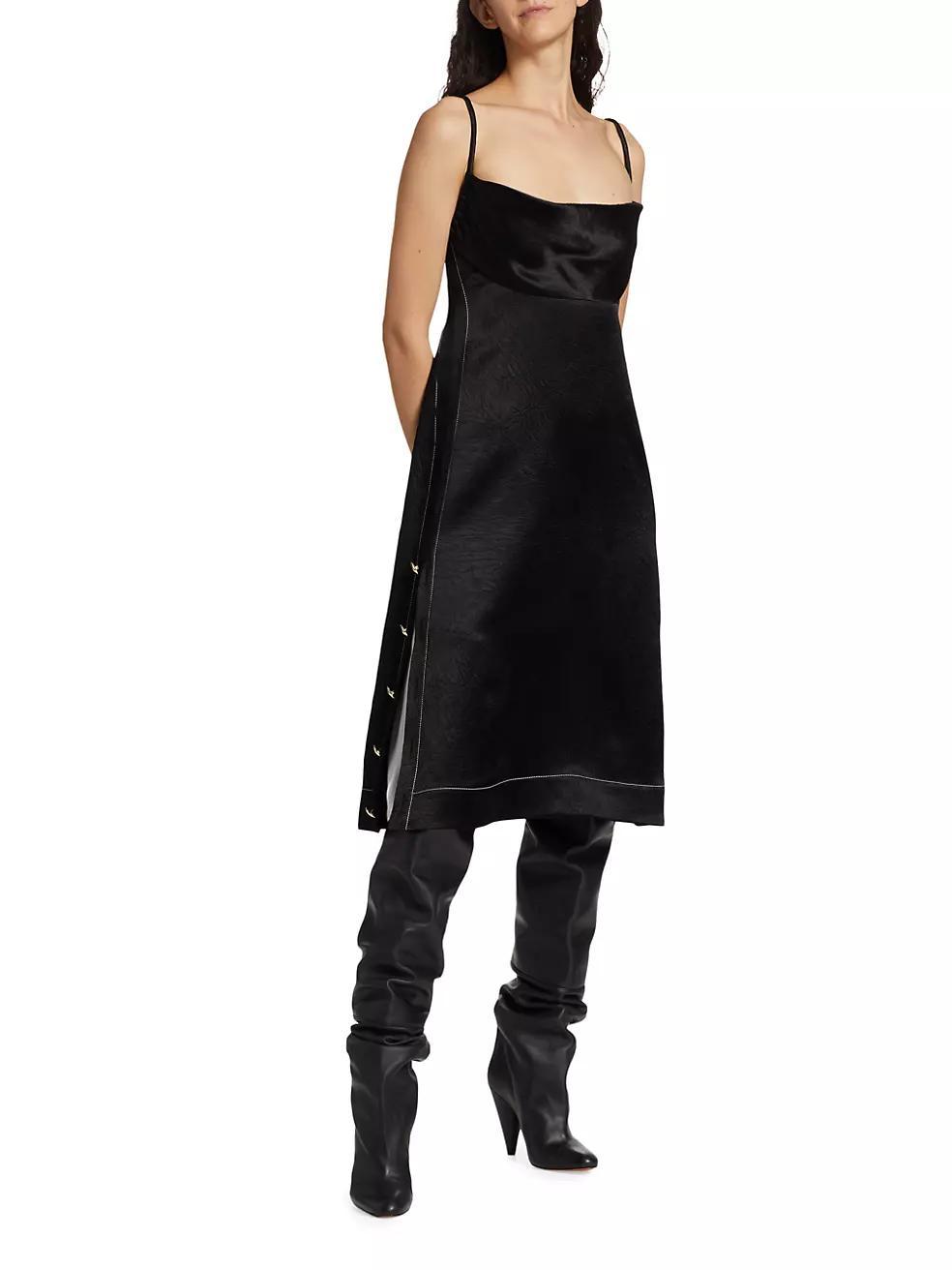 Crushed Satin Cowl Neck Midi-Dress Product Image