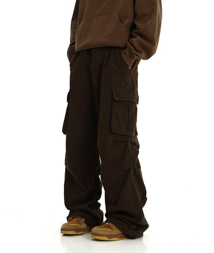 RT No. 10830 BROWN WIDE STRAIGHT CARGO PANTS Product Image