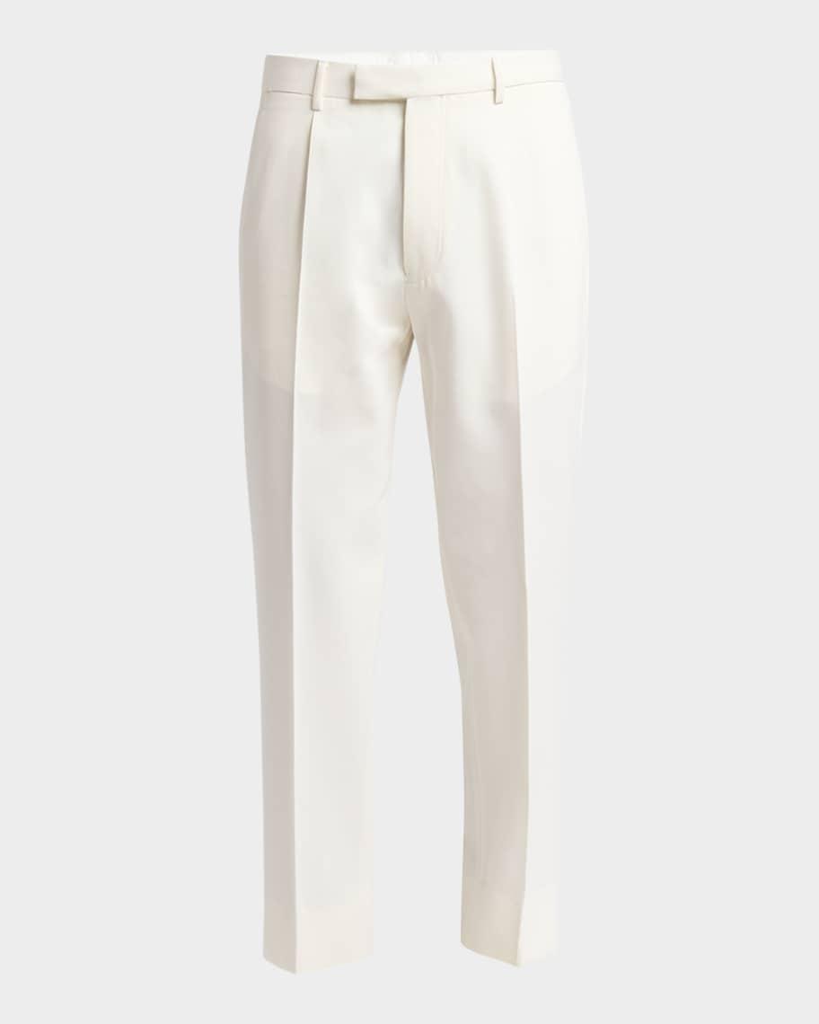 Men's Pleated Cotton-Wool Pants Product Image