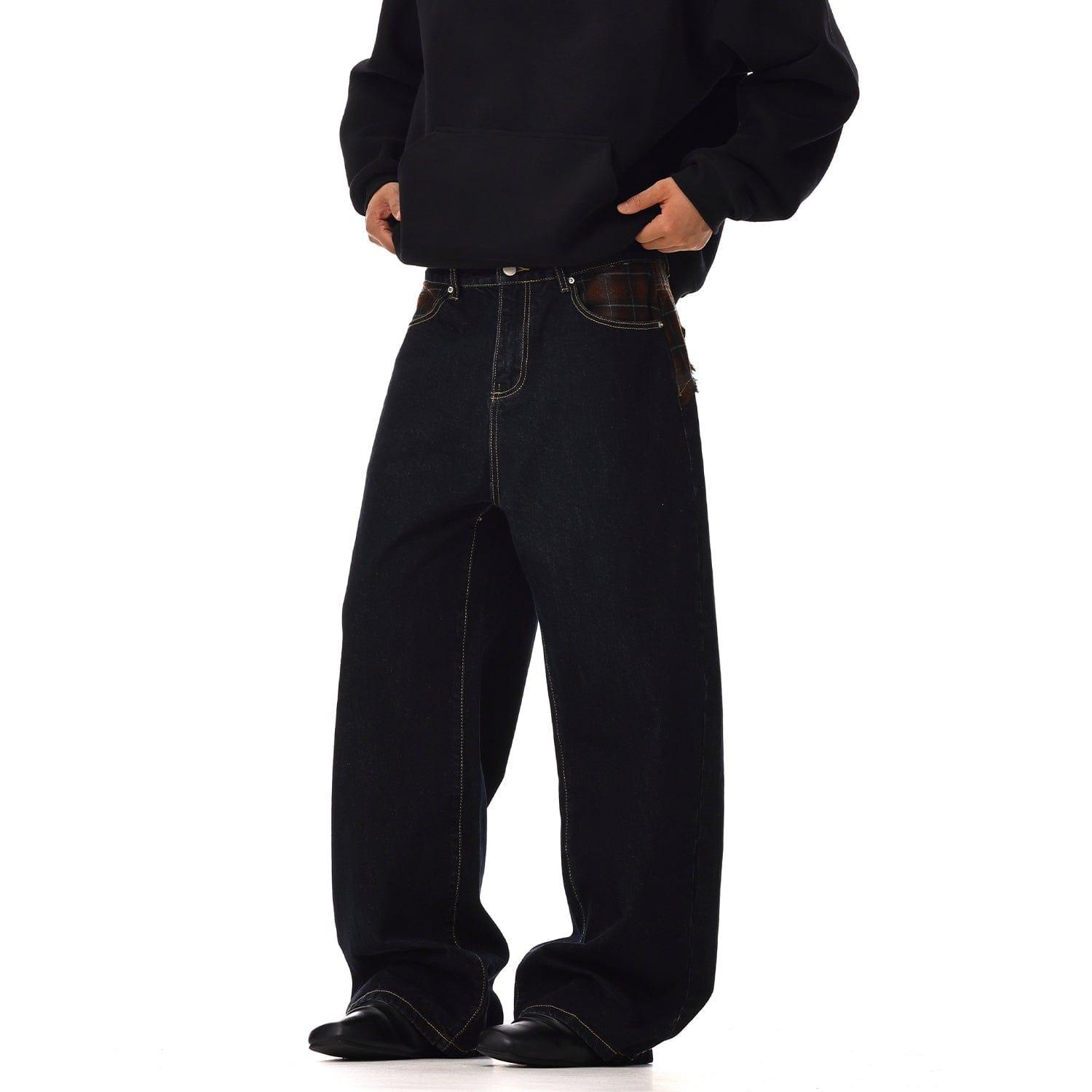 RT No. 12547 BLACK PLAID CASUAL STRAIGHT PANTS Product Image
