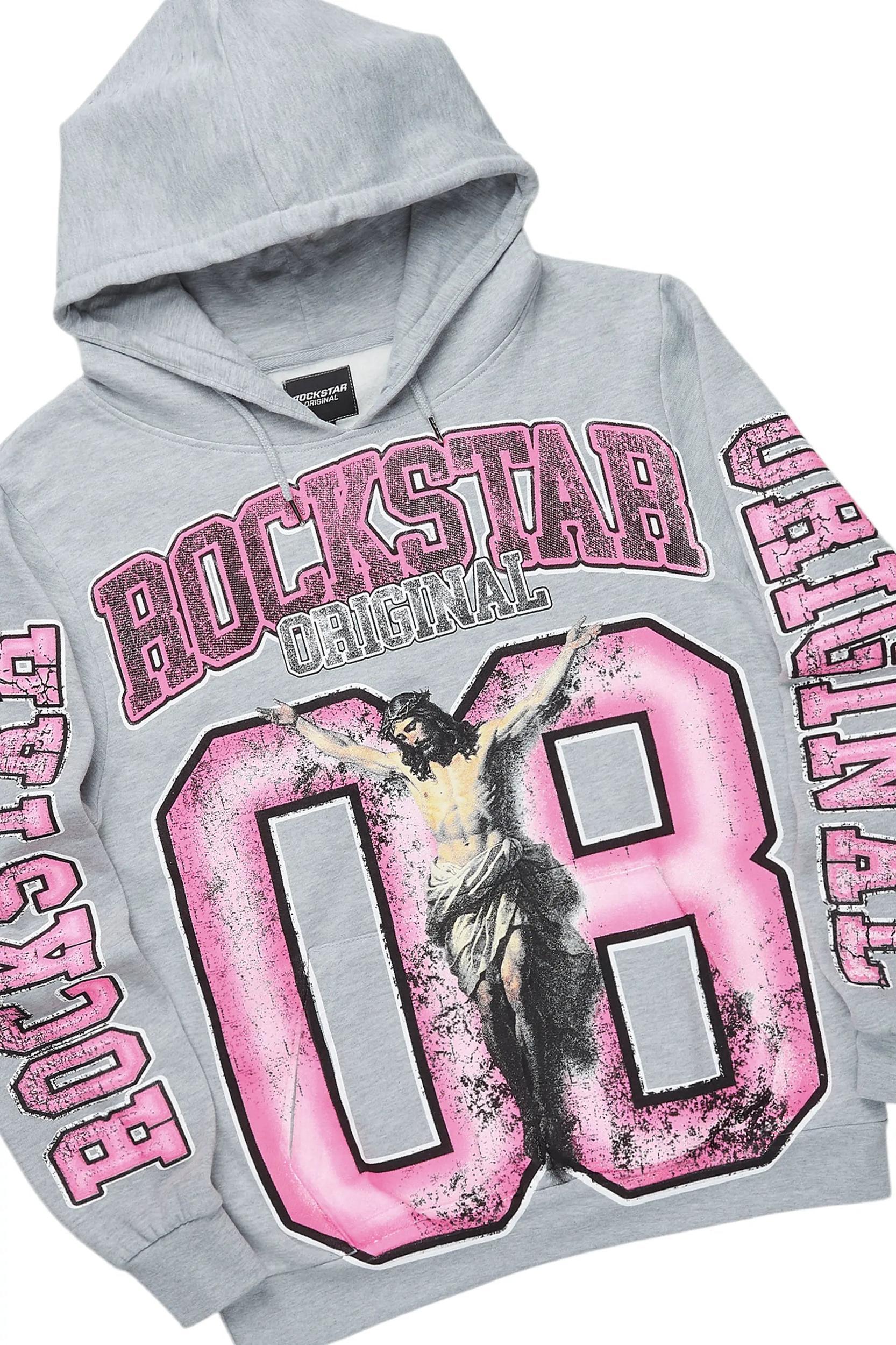 Fields Grey/Pink Baggy Fit Hoodie Track Set Male Product Image