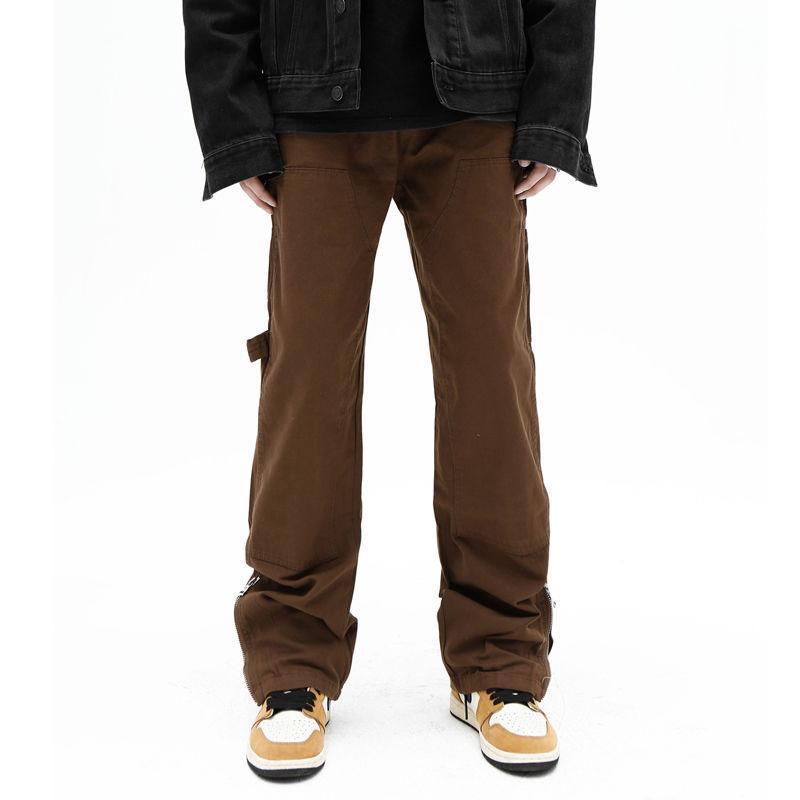 Men's High Street Brown Casual Retro Flared Jeans Product Image