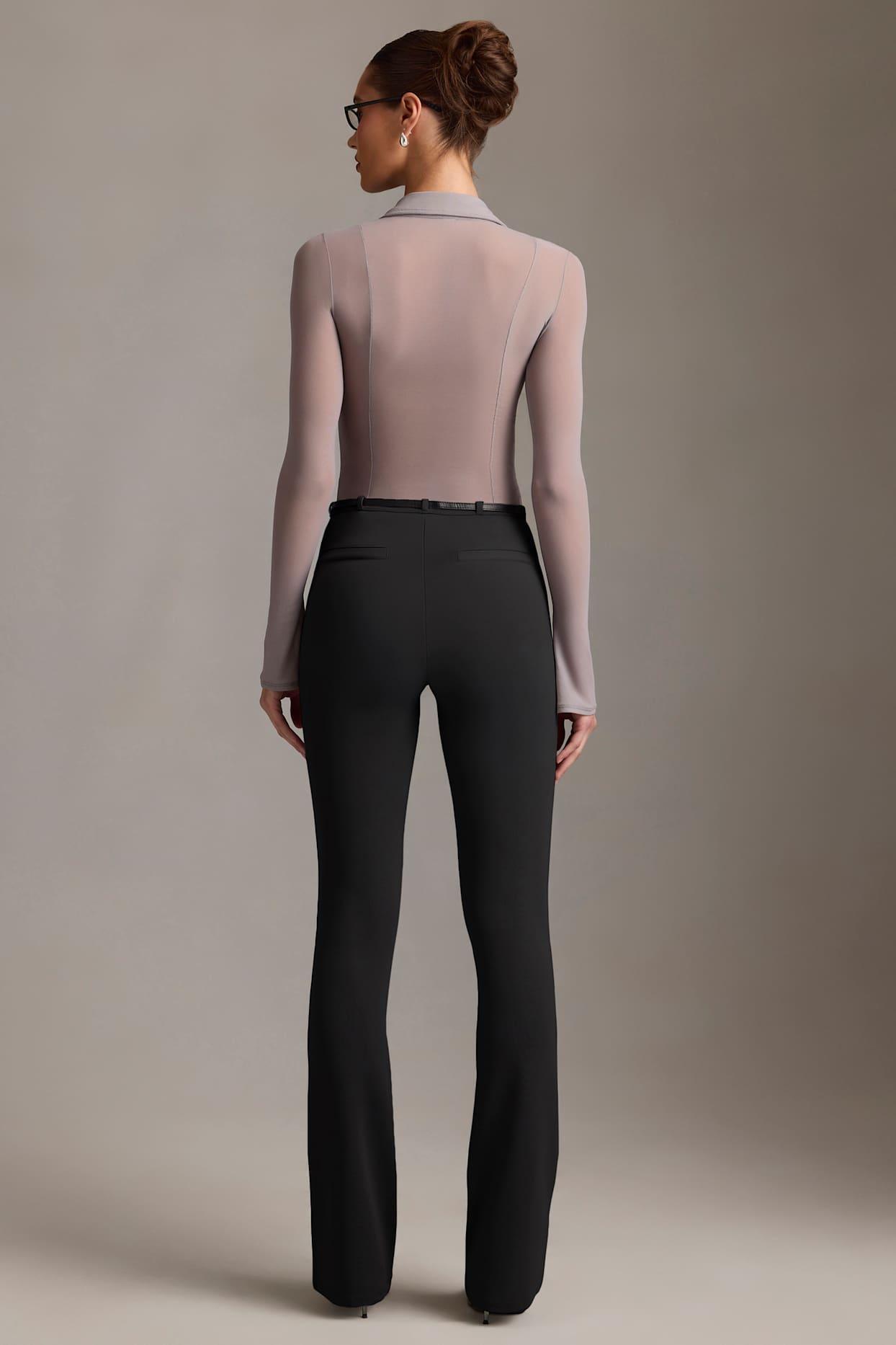 Low-Rise Flared Trousers in Black Product Image