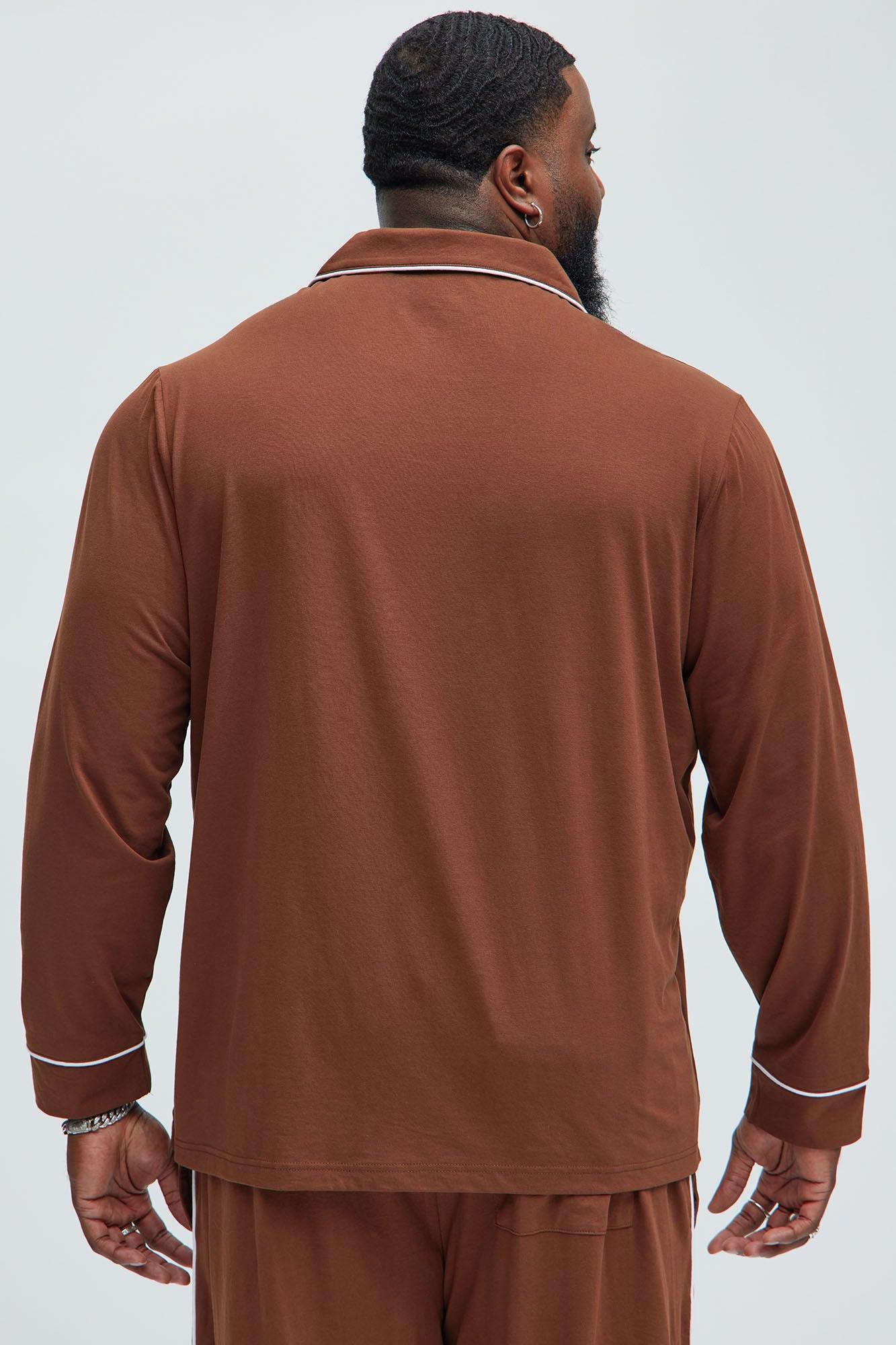Modern Relaxed Pajama Long Sleeve - Brown Product Image