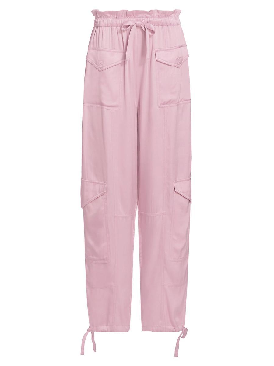 Womens Washed Satin Paperbag Cargo Pants Product Image