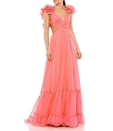 Mac Duggal Ruffle Tiered Cut-Out Chiffon Gown Product Image