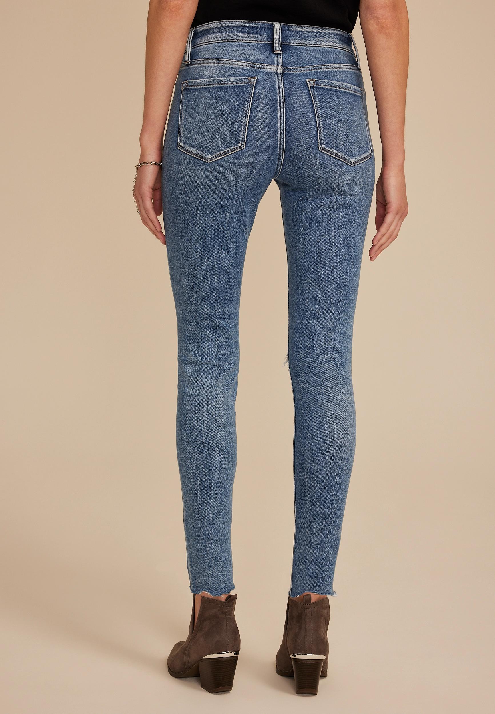Flying Monkey™ Mid Rise Open Ripped Skinny Ankle Jean Product Image