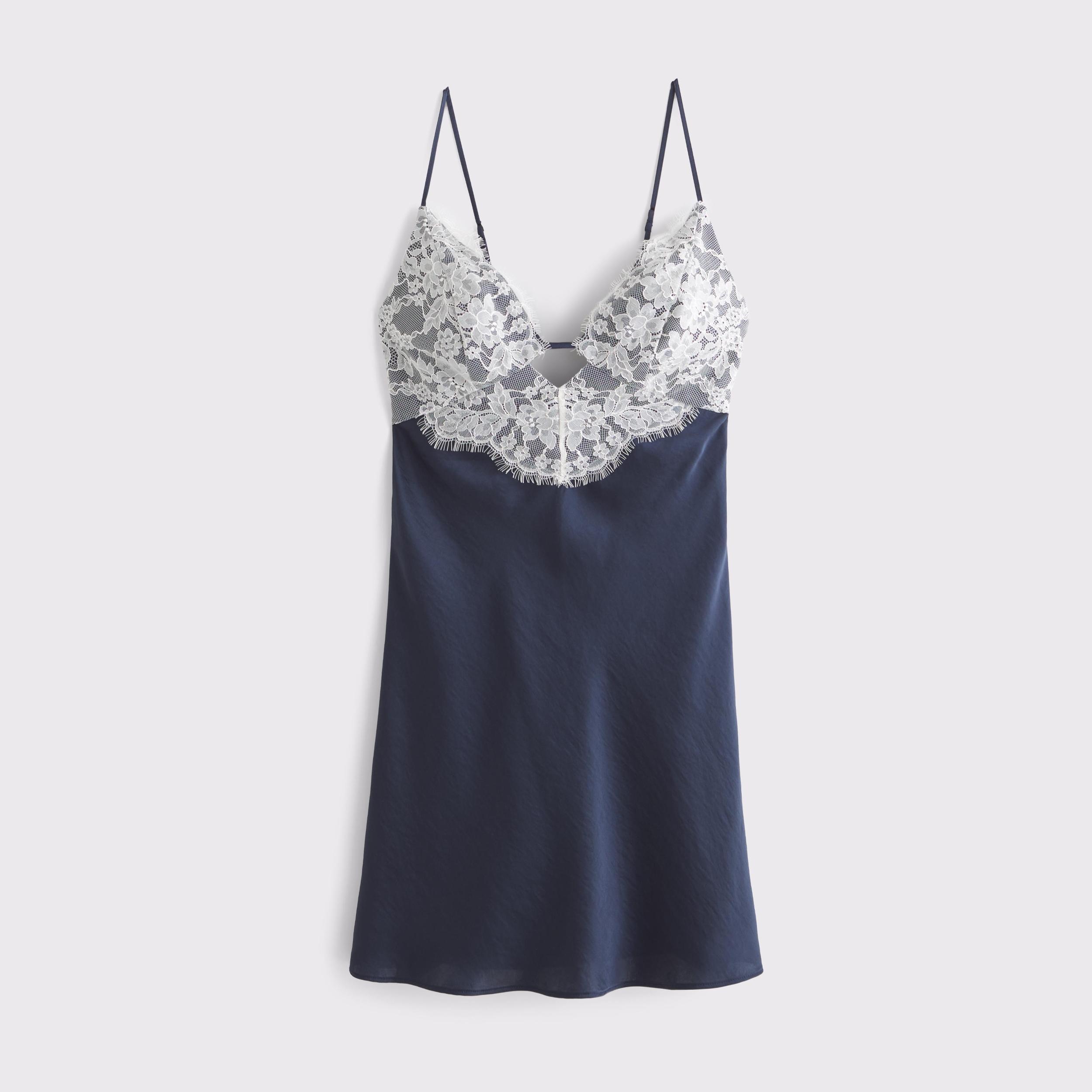 Lace and Satin Slip Mini Dress Product Image