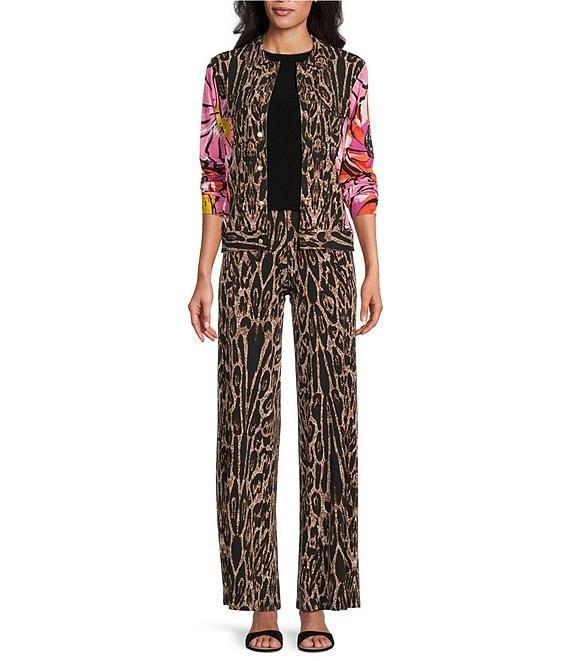 Eva Varro Coordinating Animal Print Flat Front Elastic Waist Wide Leg Pants Product Image