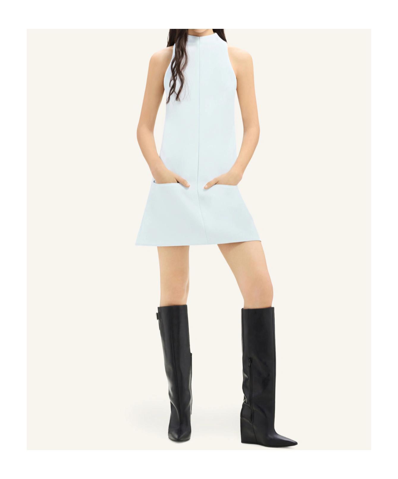 COURRÈGES Sleeveless Twill A-line Dress In White Product Image