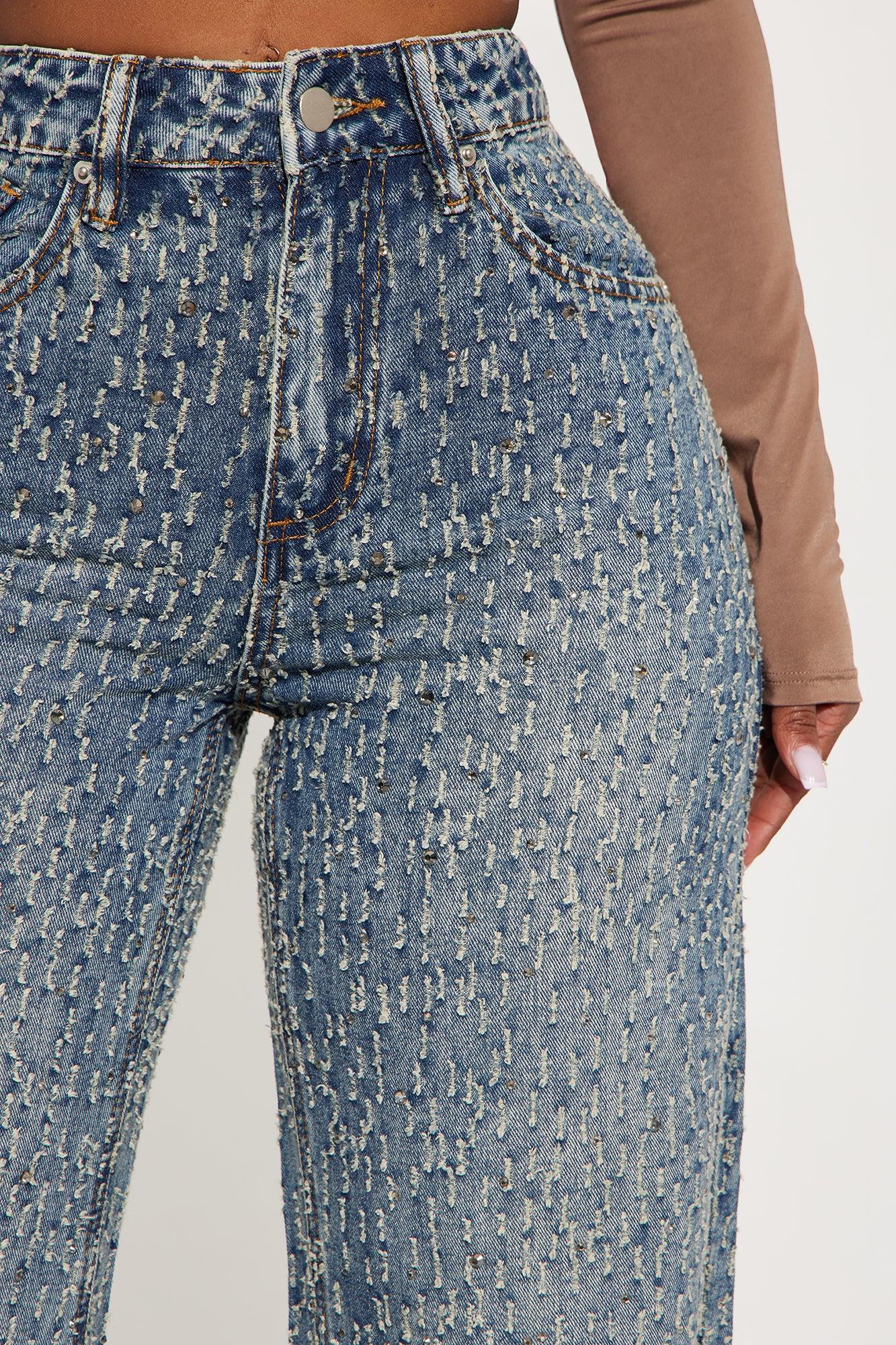 Turning The Page Embellished Wide Leg Jeans - Medium Wash Product Image