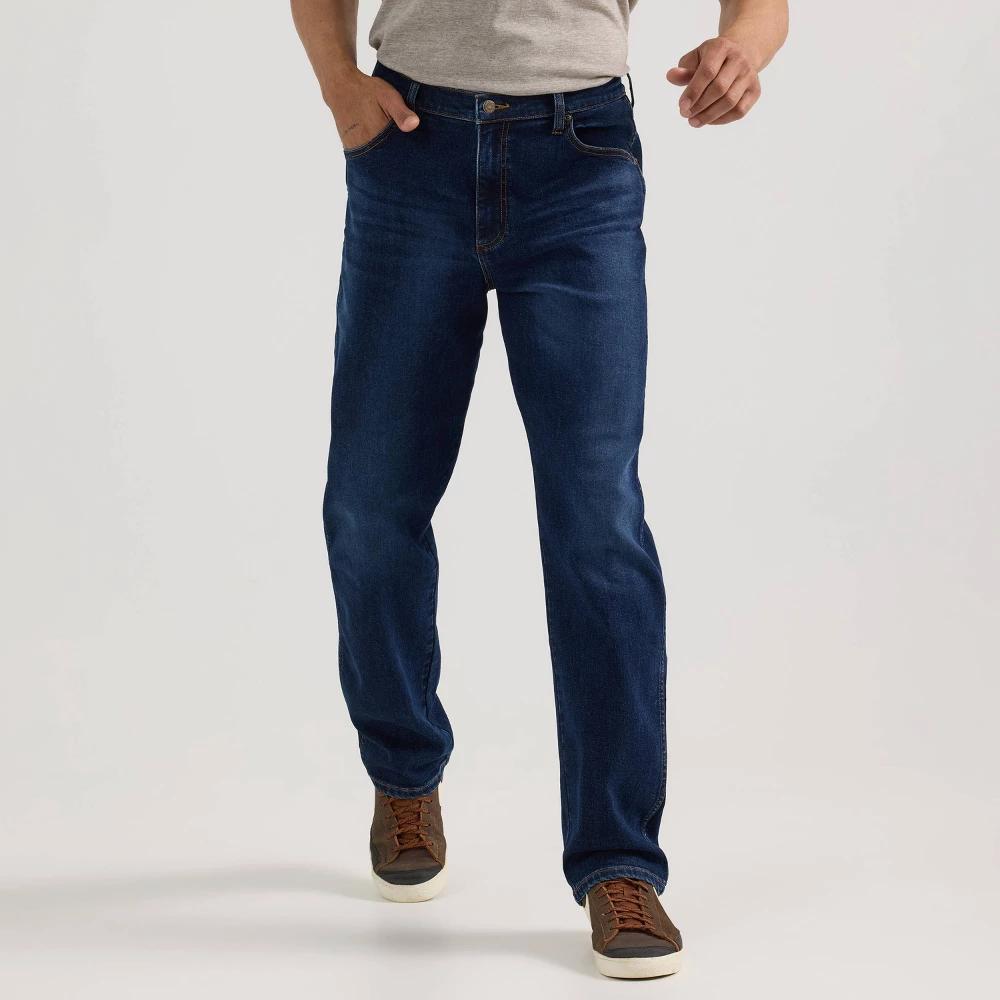 Wrangler Men's Relaxed Fit Straight Jeans - Navy Denim 32x32: Midweight Cotton Blend, Stretch Denim, Mid Rise, Machine Washable Product Image