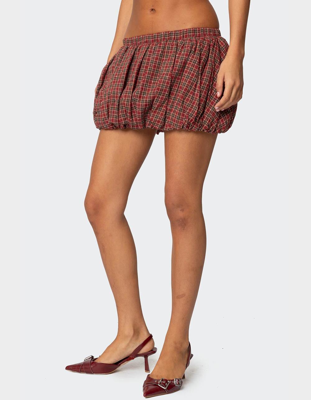 EDIKTED Marlene Plaid Bubble Mini Skirt Product Image