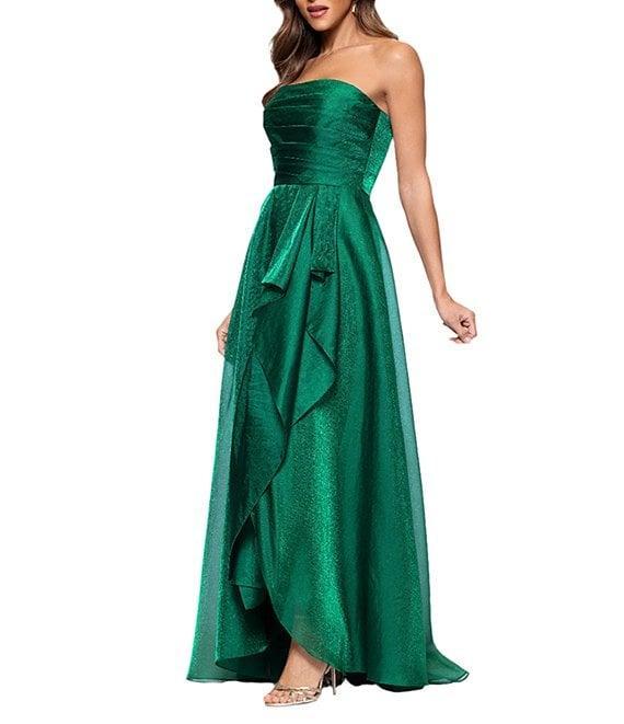 Xscape Petite Size Organza Strapless Ruffle Front Gown Product Image