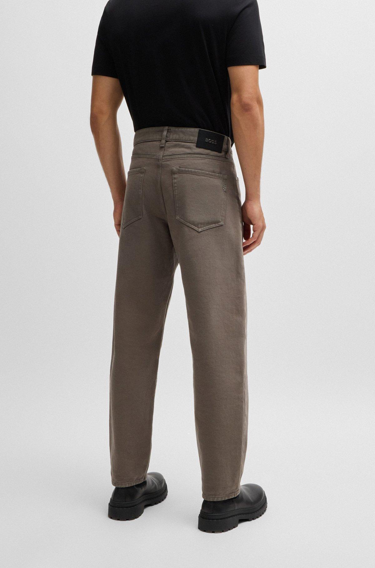 Baggy-fit jeans in beige Italian denim Product Image