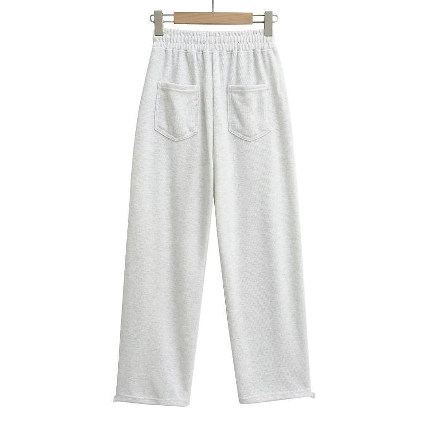 High Rise Plain Drawstring Sweatpants Product Image
