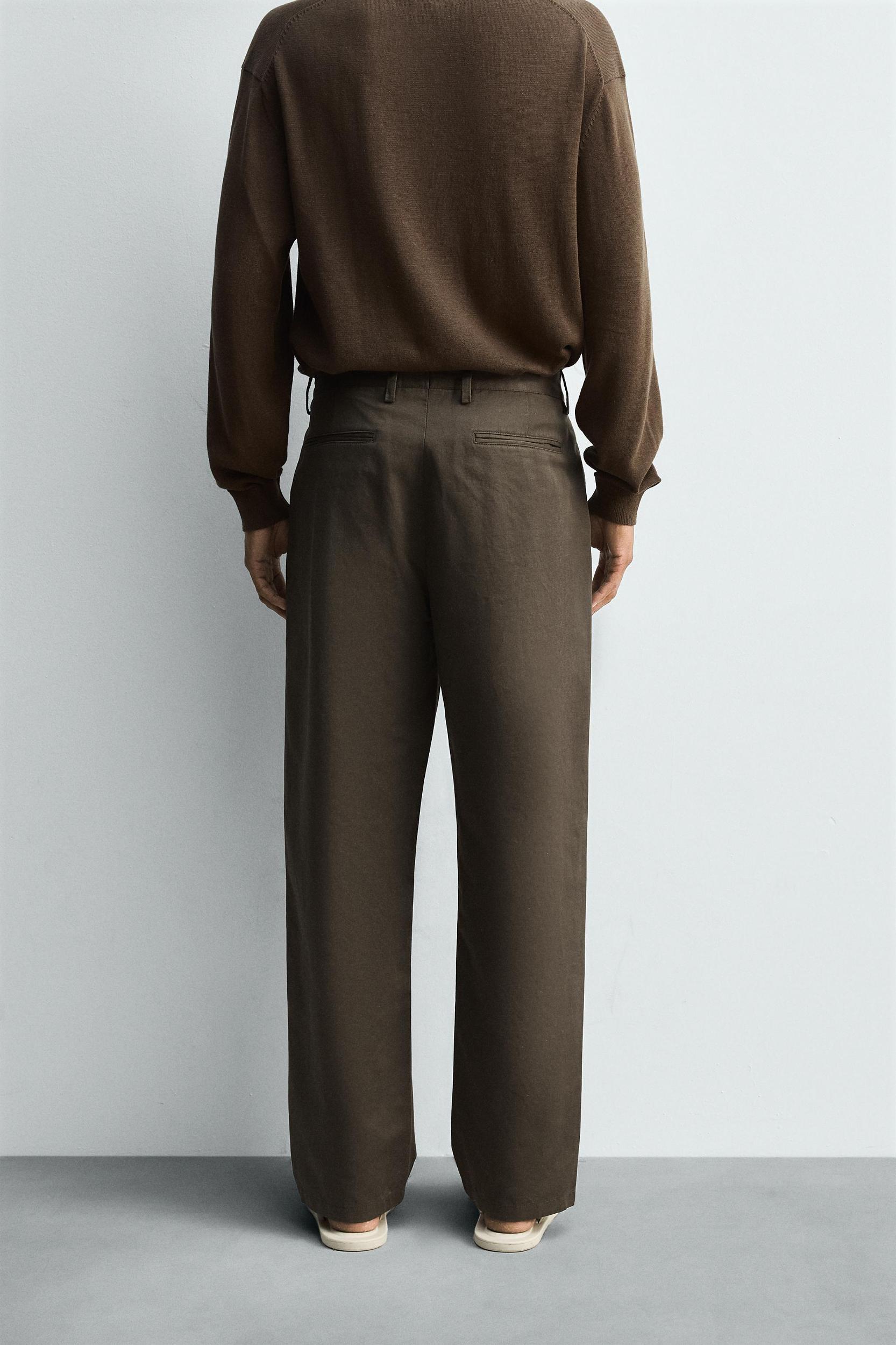 COTTON - LINEN PLEATED PANTS Product Image