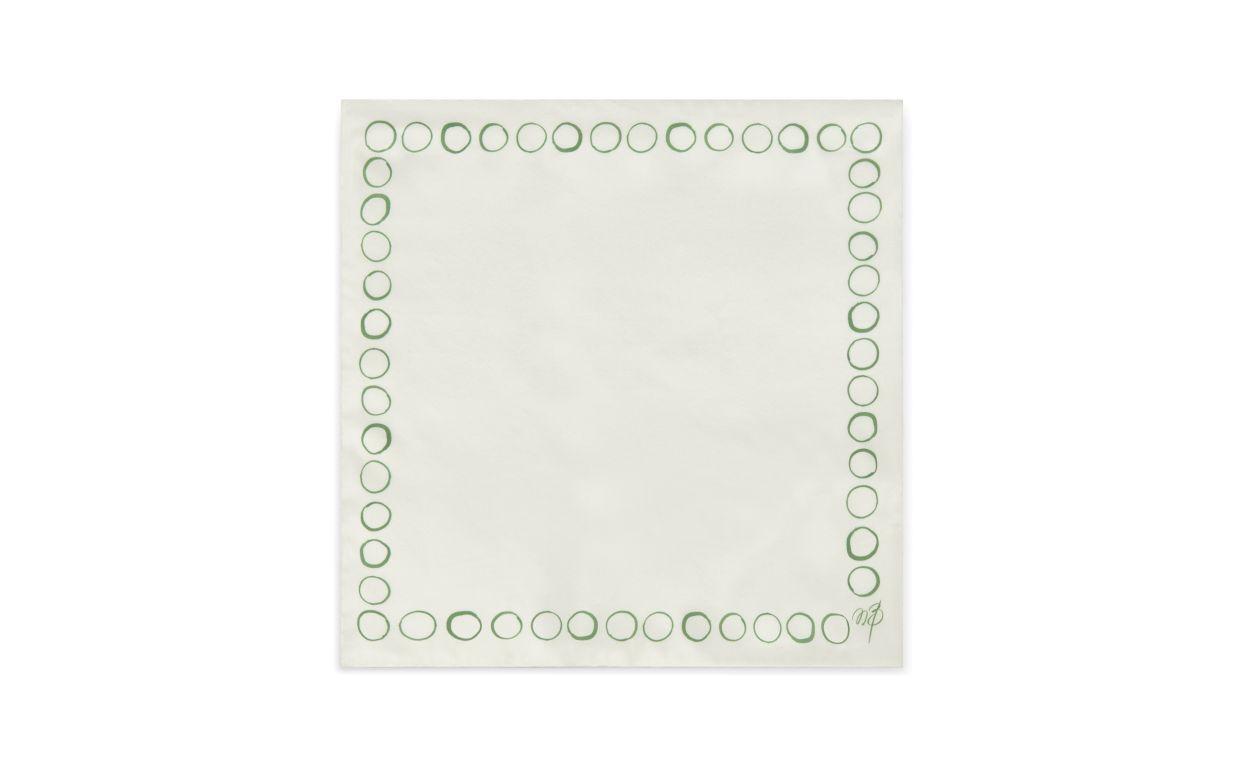 CIRCLES Ivory and Green Silk Pocket Square Product Image