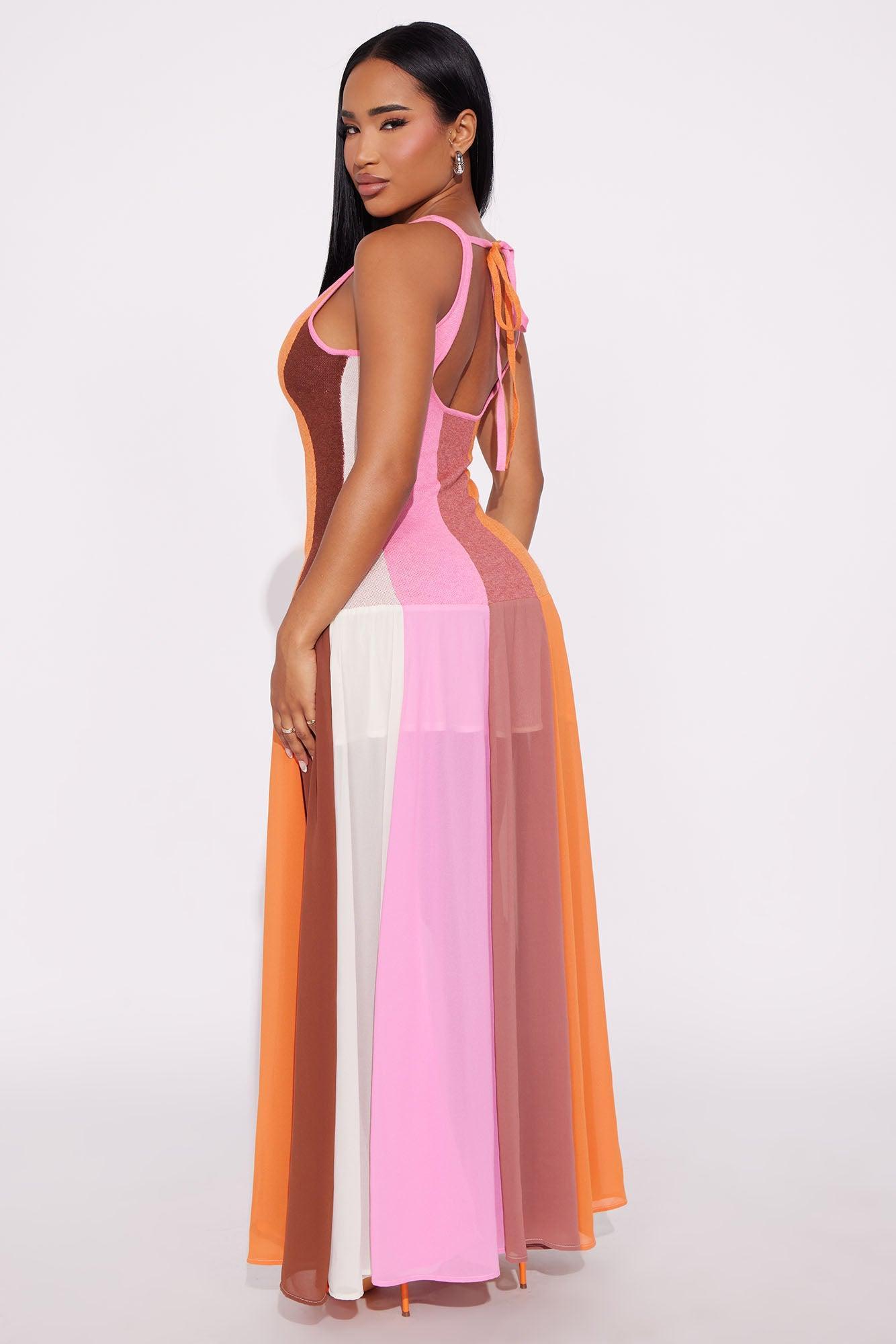 Gianna Drop Waist Maxi Dress - Pink/combo Product Image