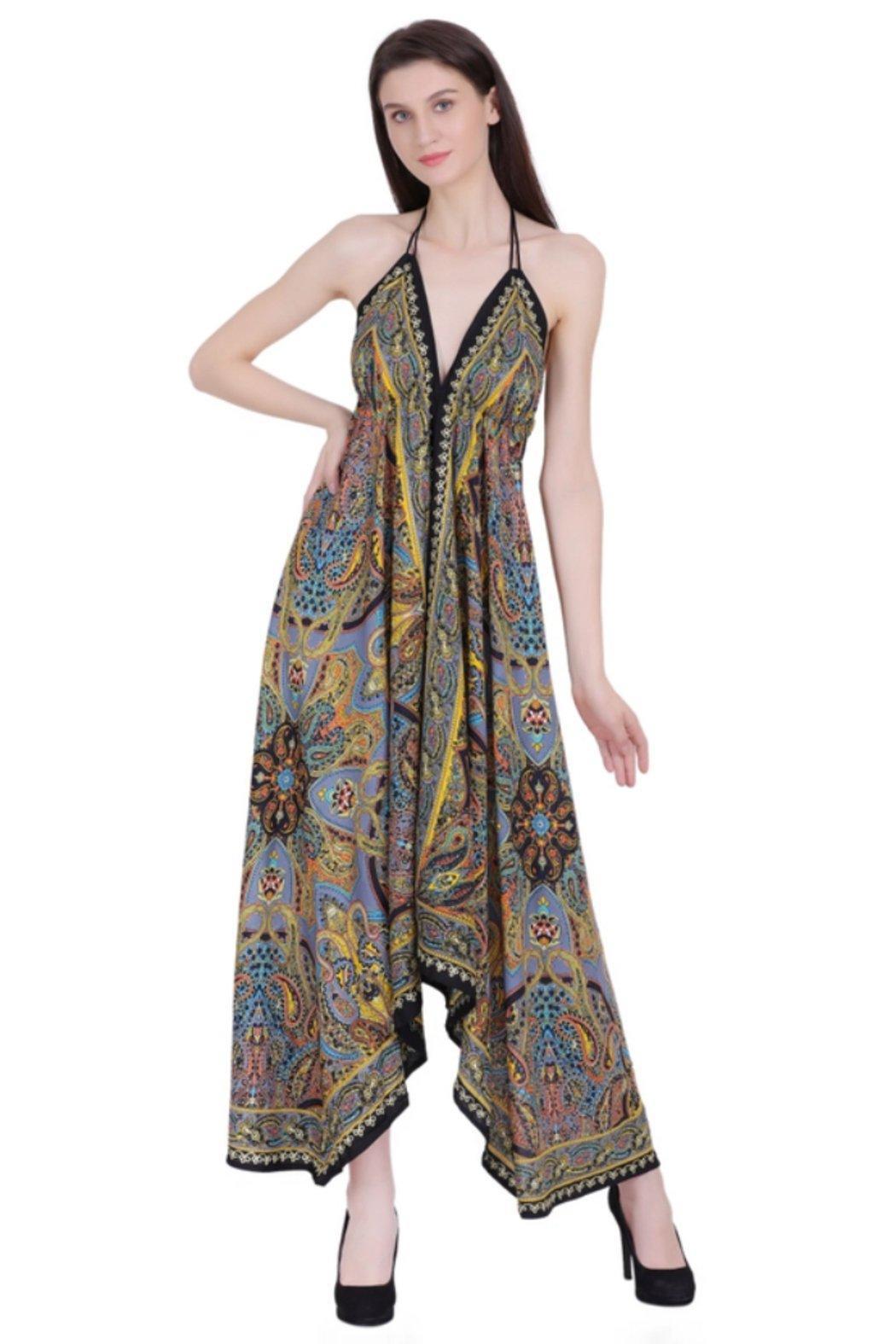 Paisley Print Halter-Style Scarf Dress Product Image